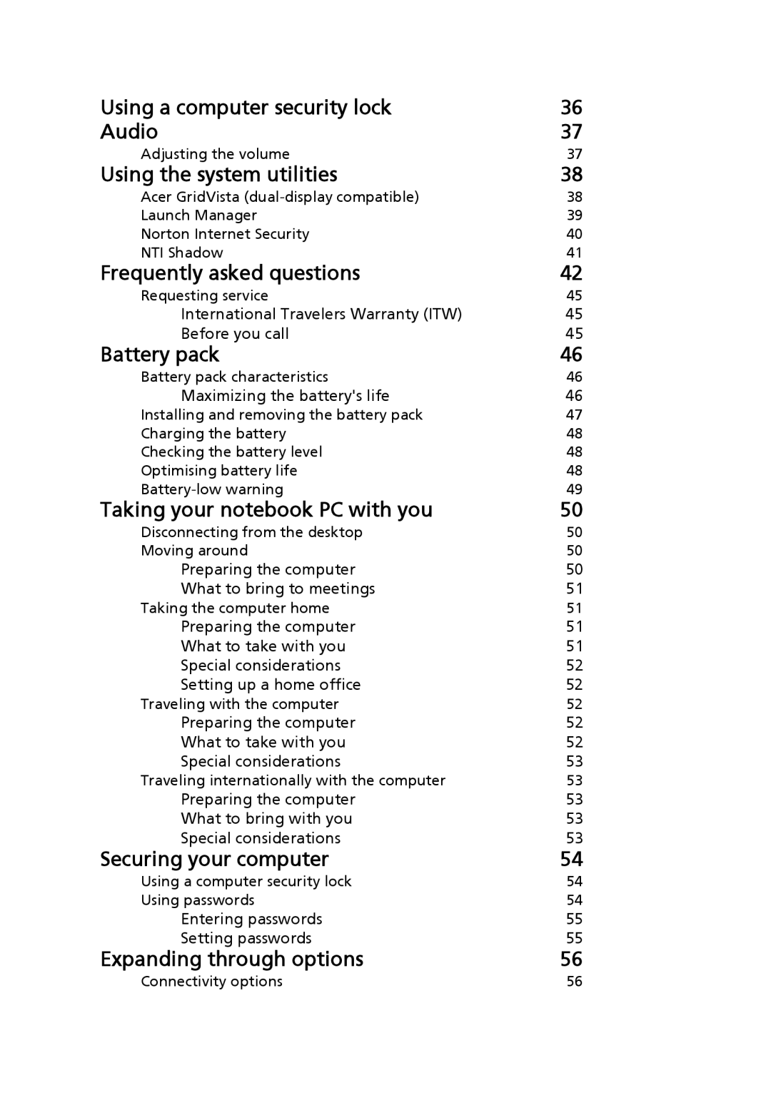 Acer 4120 manual Using a computer security lock Audio 