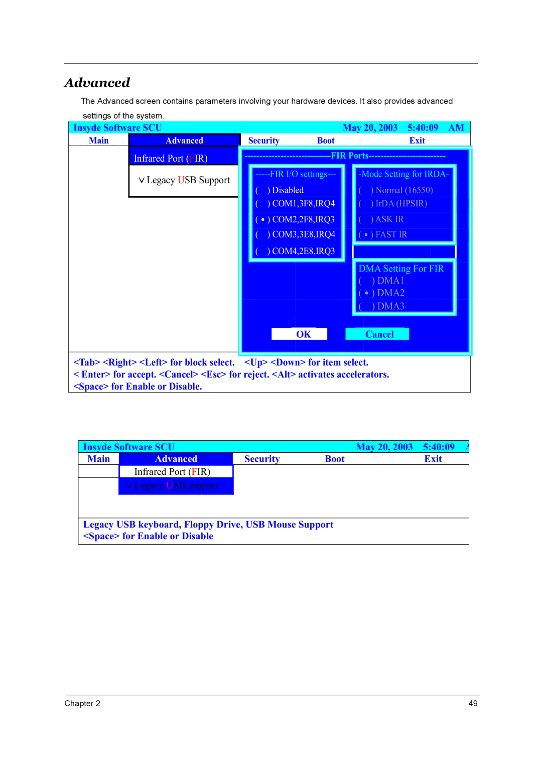 Acer 4150, 4650 manual Advanced, May 20, 2003 54009 AM 