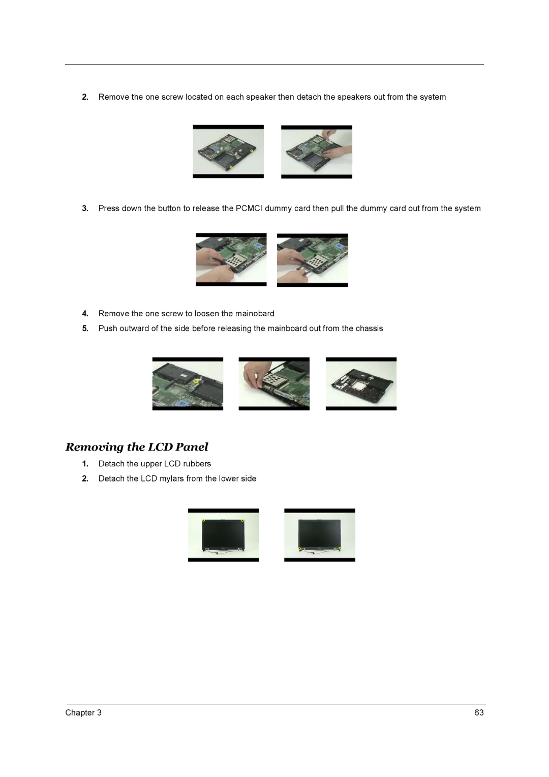 Acer 4150, 4650 manual Removing the LCD Panel 