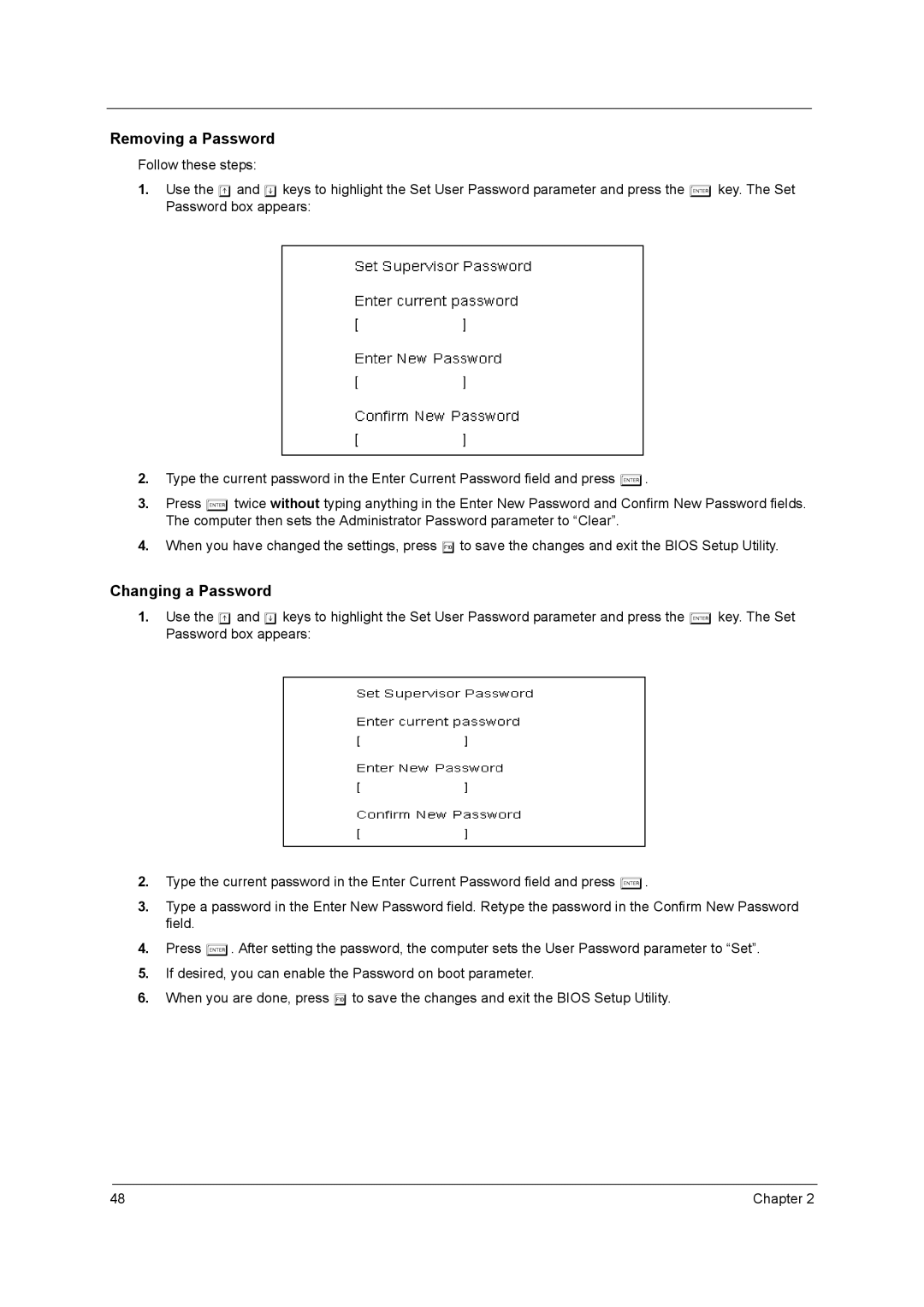 Acer 420 manual Removing a Password 