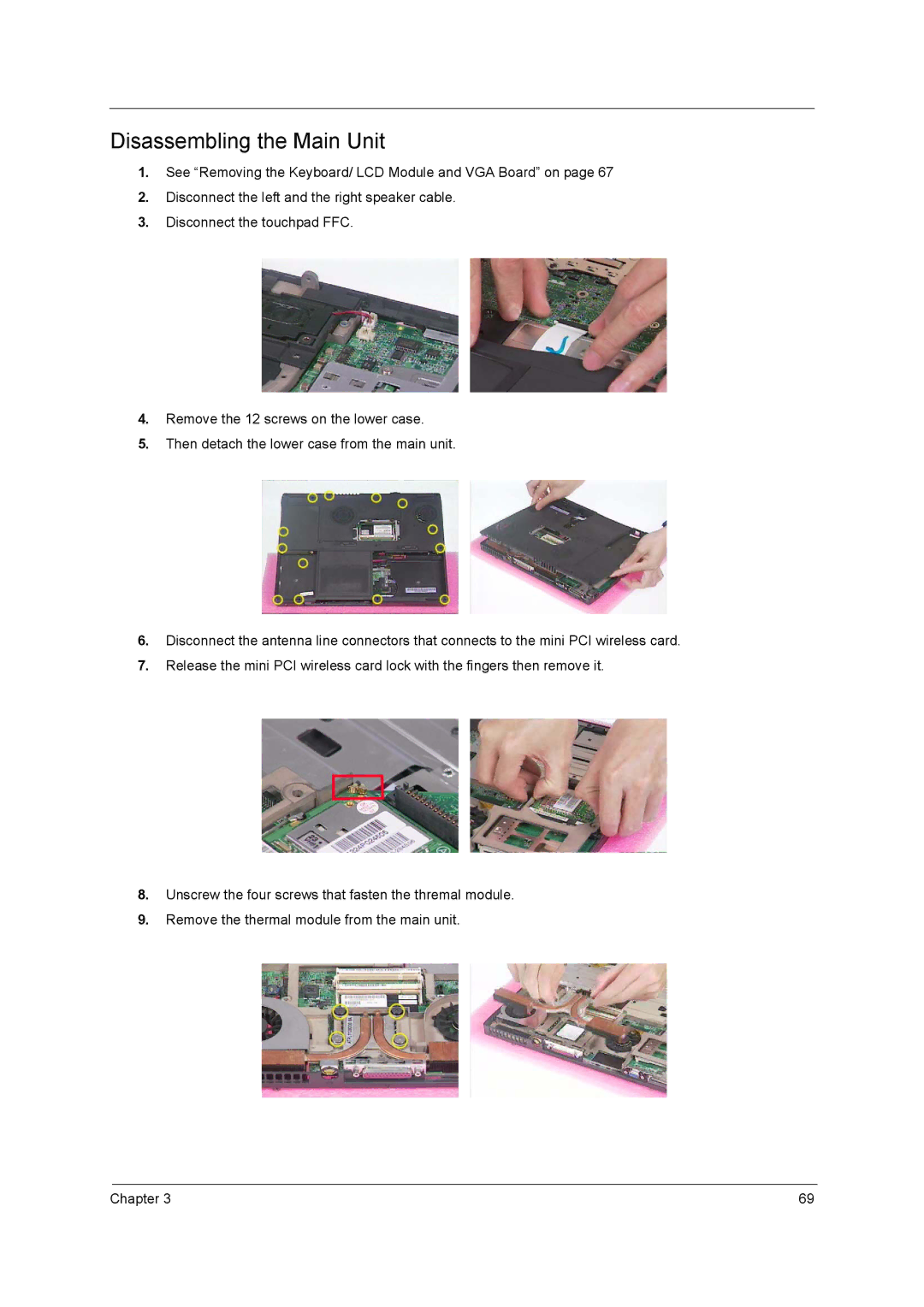 Acer 420 manual Disassembling the Main Unit 