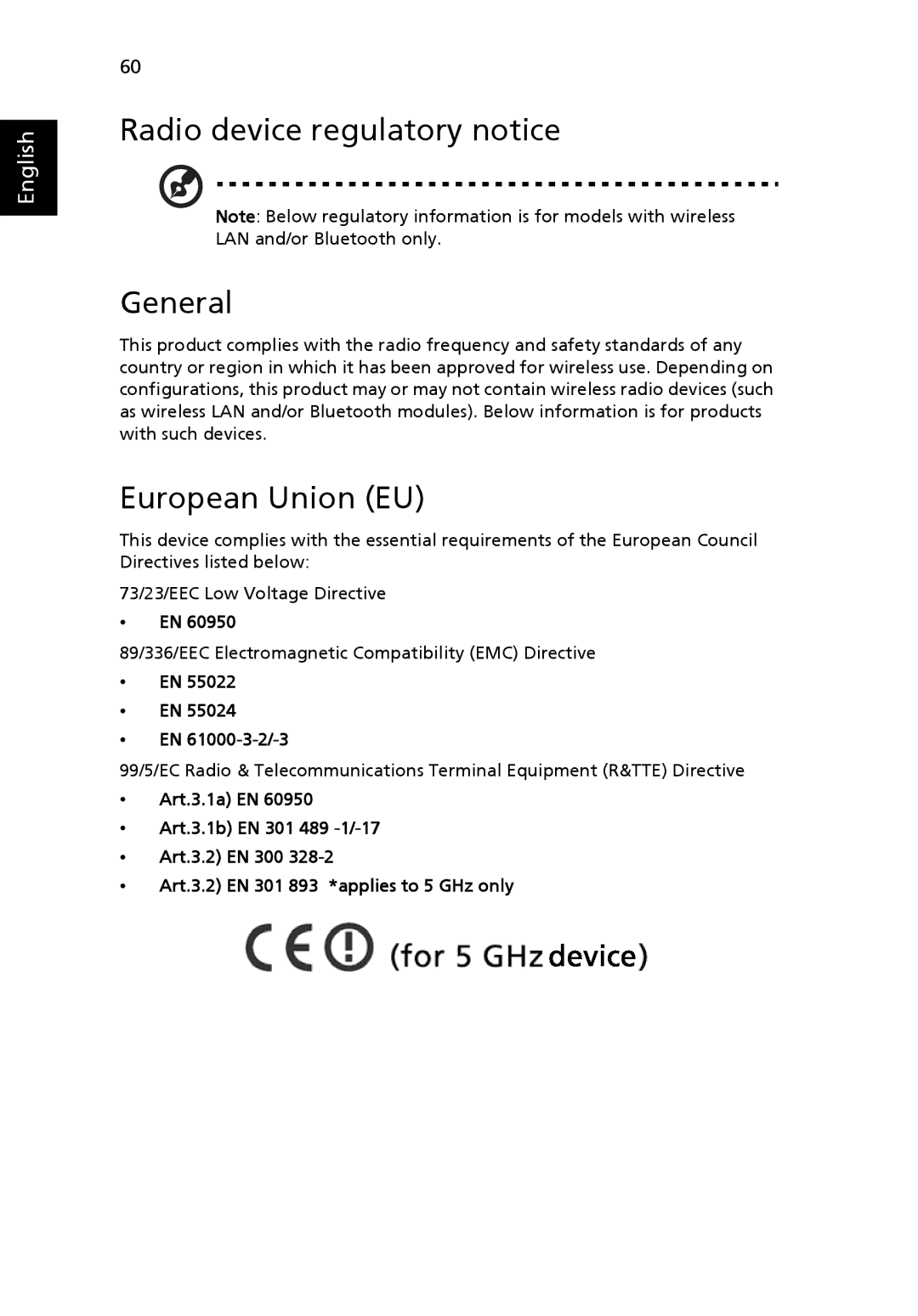 Acer 4200 Series manual Radio device regulatory notice General, European Union EU, EN 61000-3-2/-3 