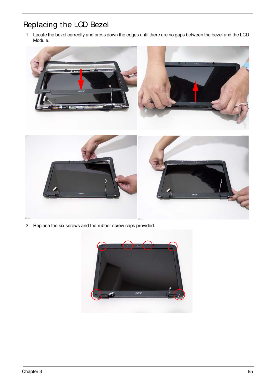 Acer 4230 manual Replacing the LCD Bezel 