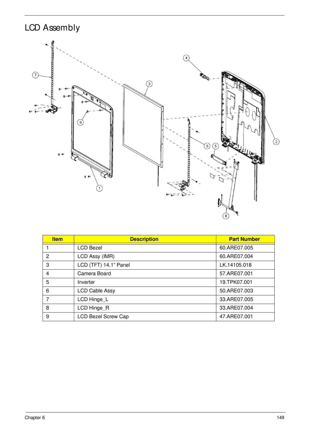 Acer 4230 manual LCD Assembly 