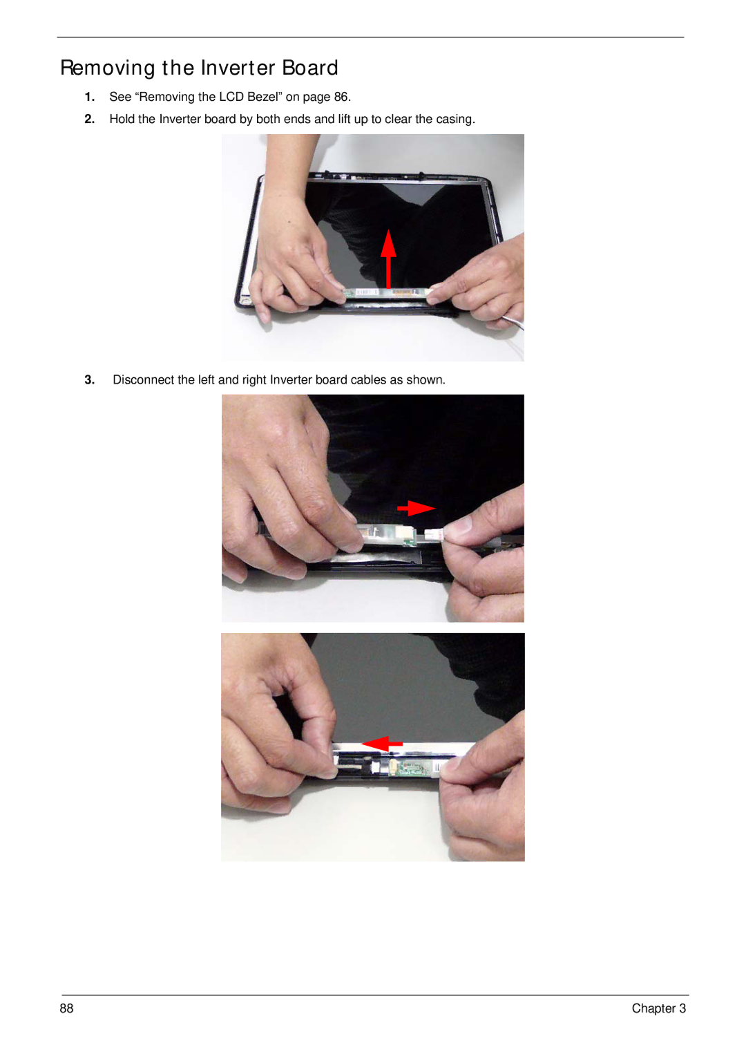 Acer 4230 manual Removing the Inverter Board 