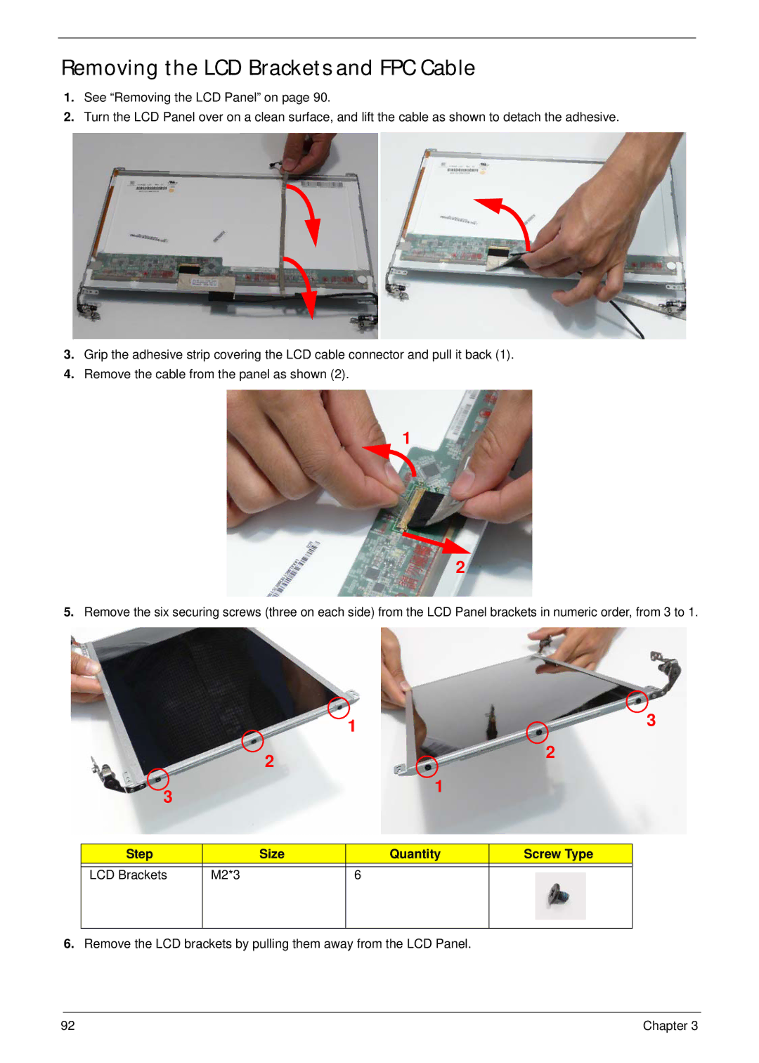 Acer 4240 manual Removing the LCD Brackets and FPC Cable 