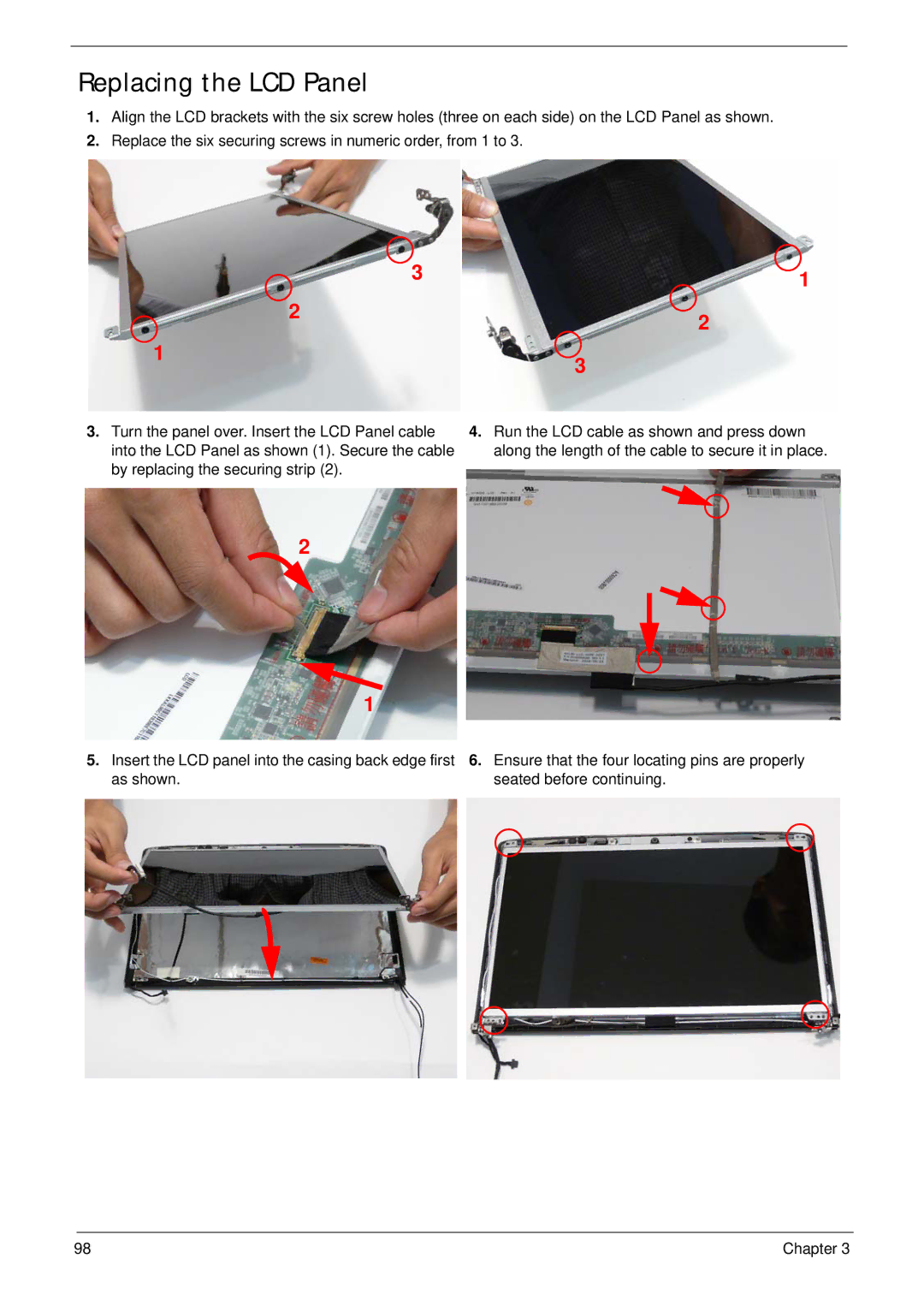 Acer 4240 manual Replacing the LCD Panel 