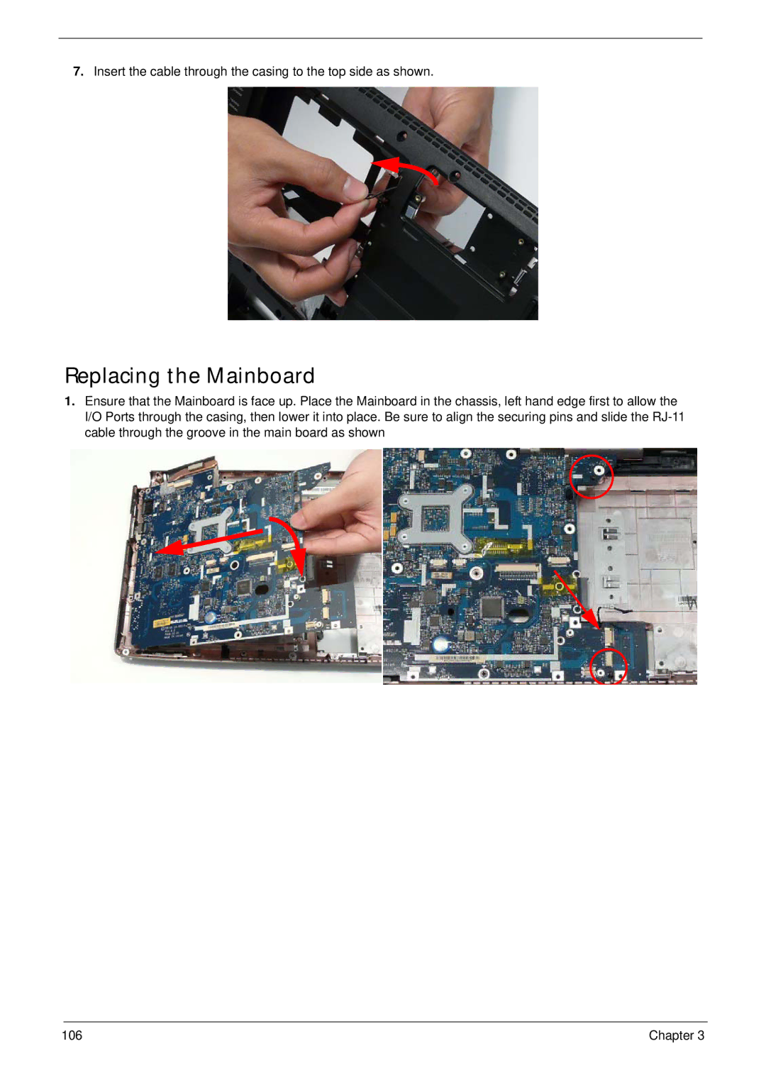 Acer 4240 manual Replacing the Mainboard 