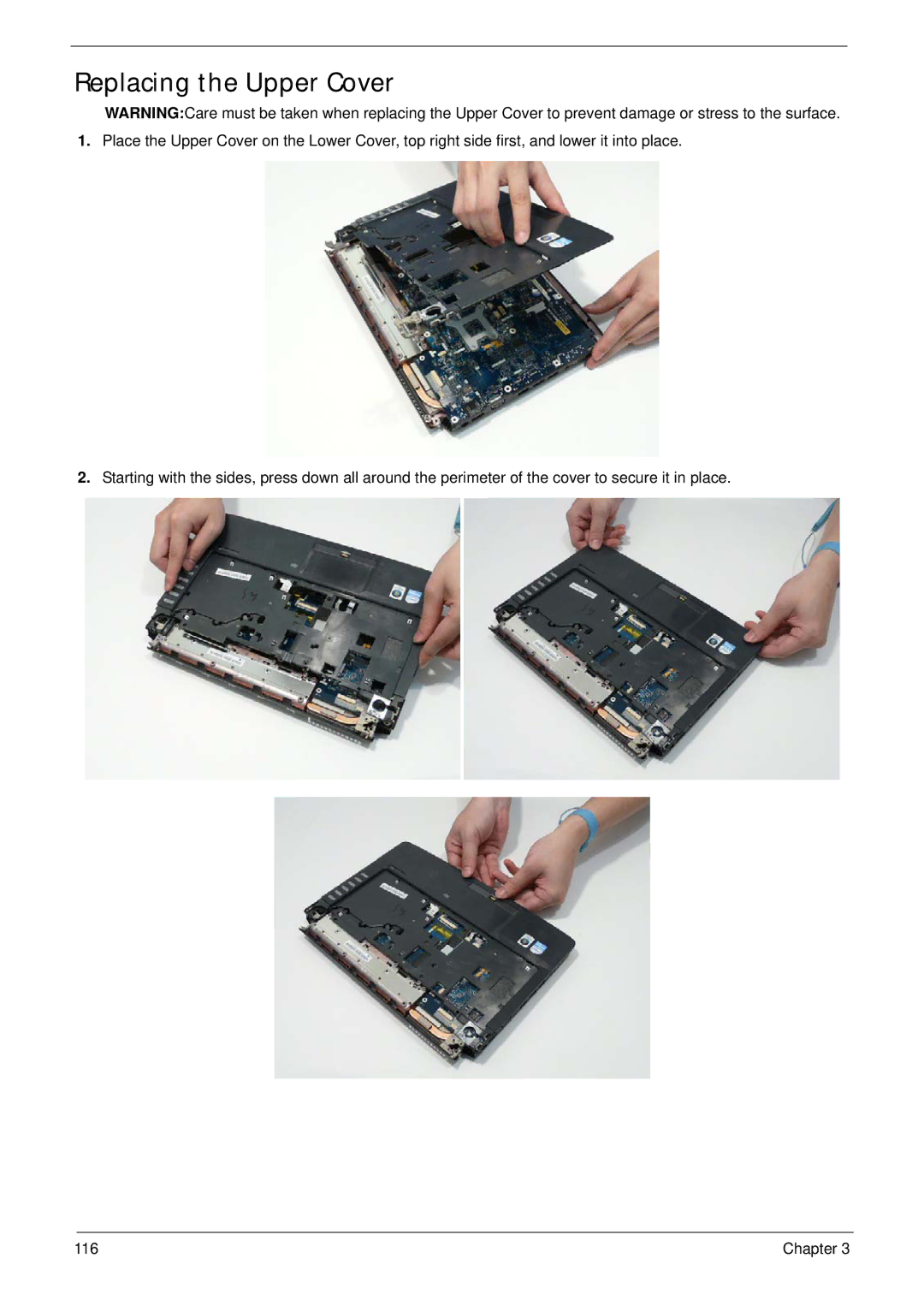 Acer 4240 manual Replacing the Upper Cover 