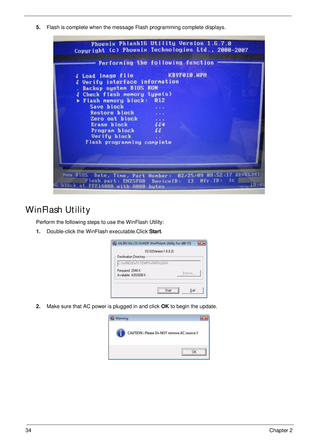 Acer 4240 manual WinFlash Utility 