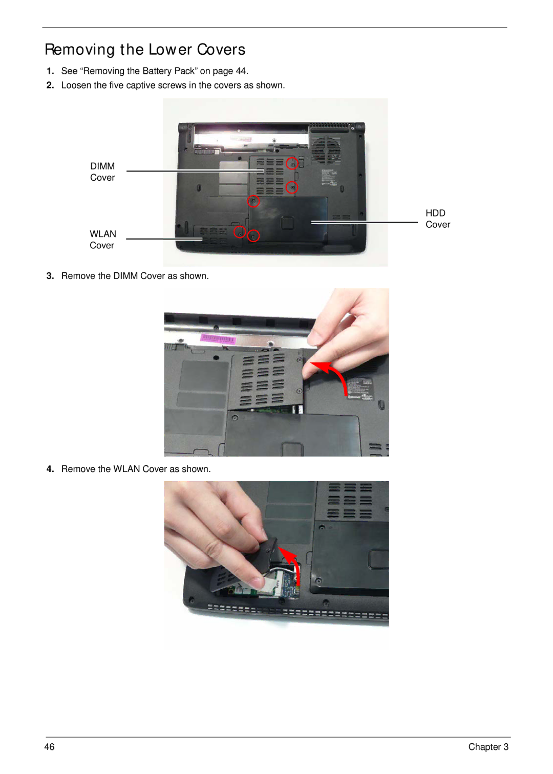 Acer 4240 manual Removing the Lower Covers, Dimm 