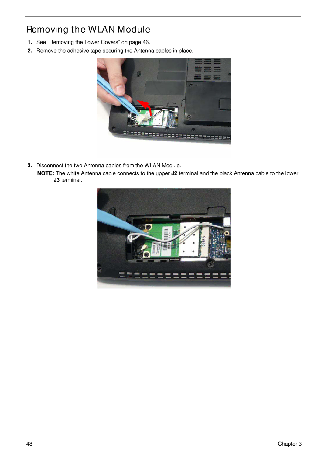 Acer 4240 manual Removing the Wlan Module 