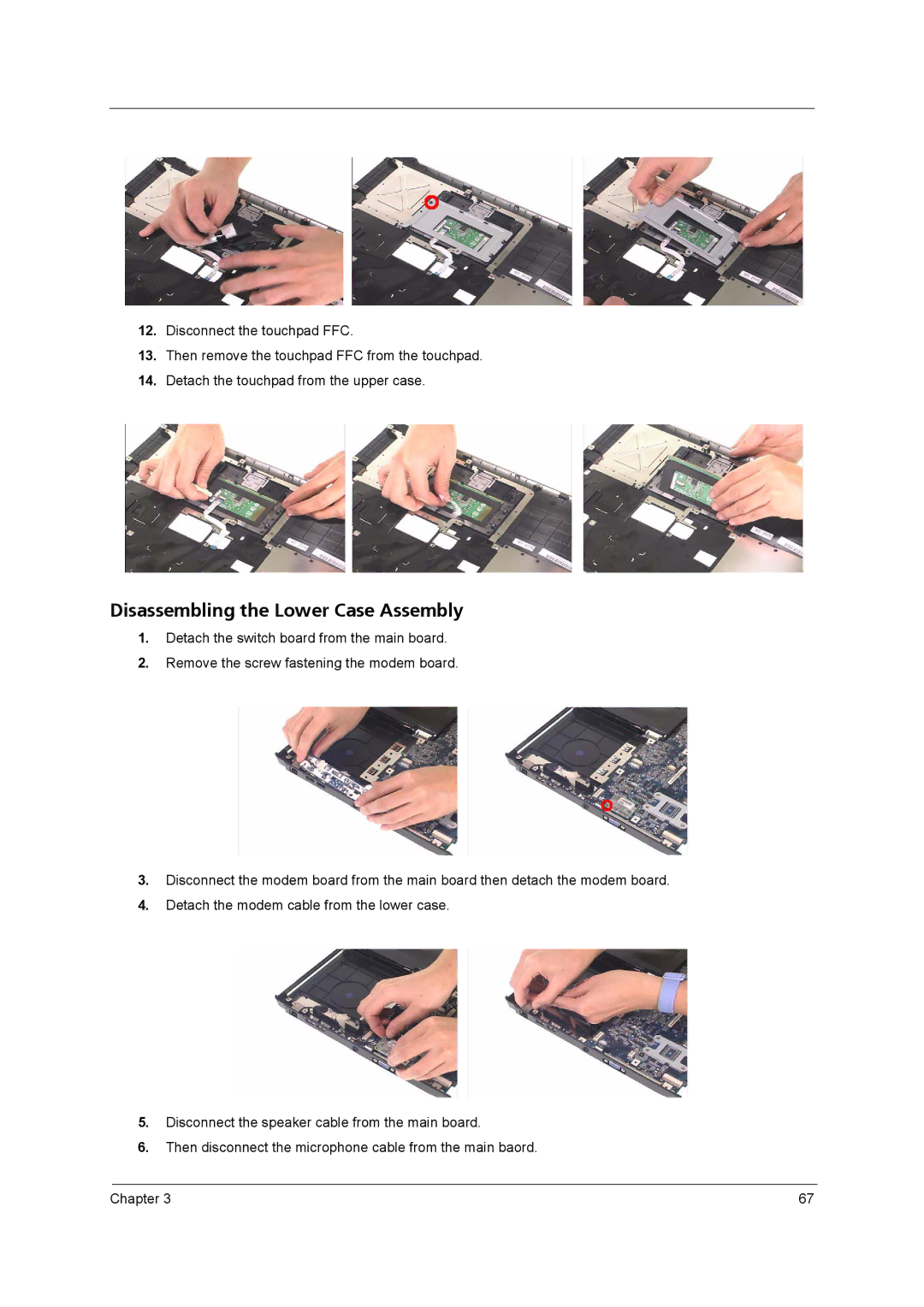 Acer 4260 manual Disassembling the Lower Case Assembly 