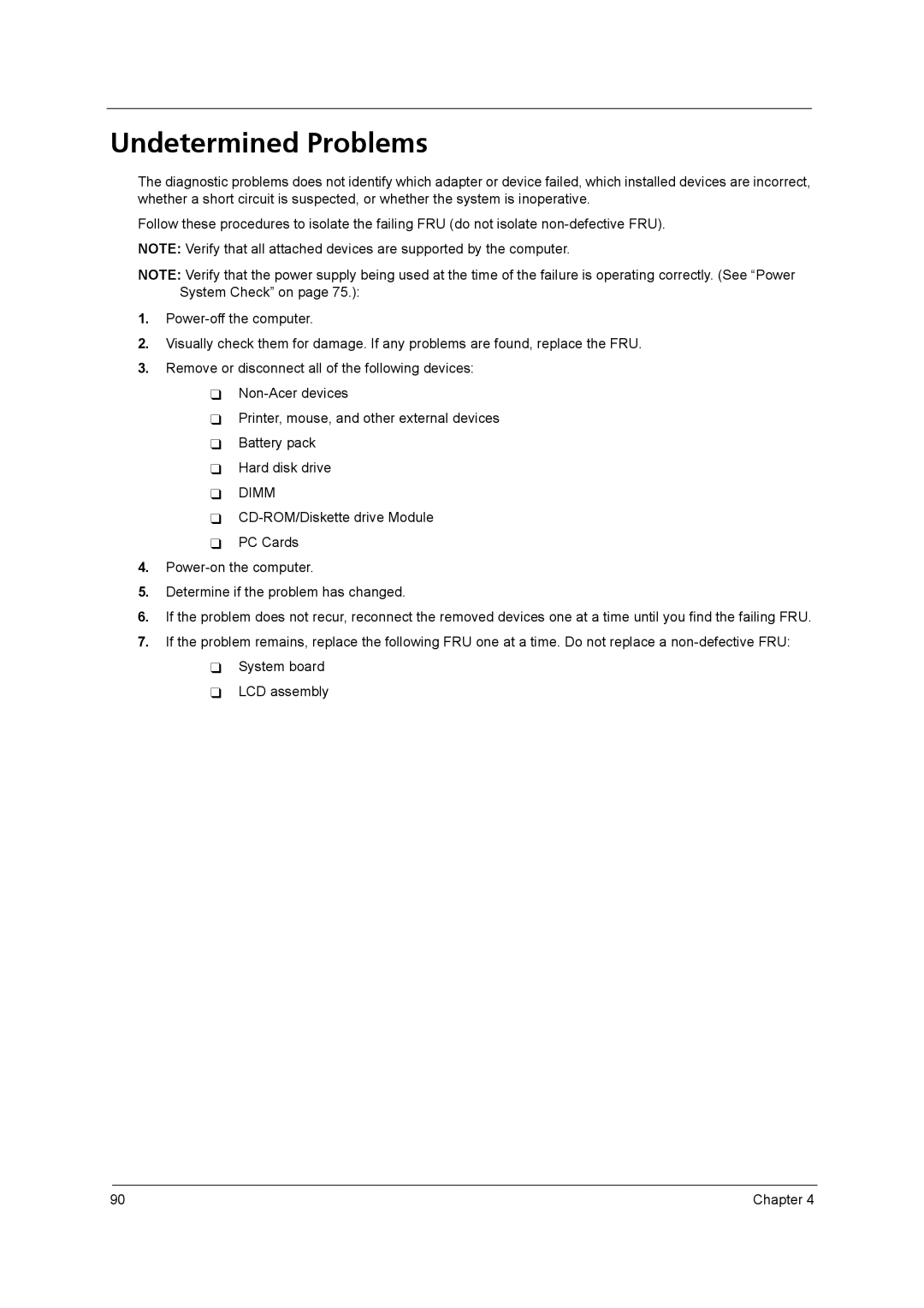 Acer 4260 manual Undetermined Problems, Dimm 