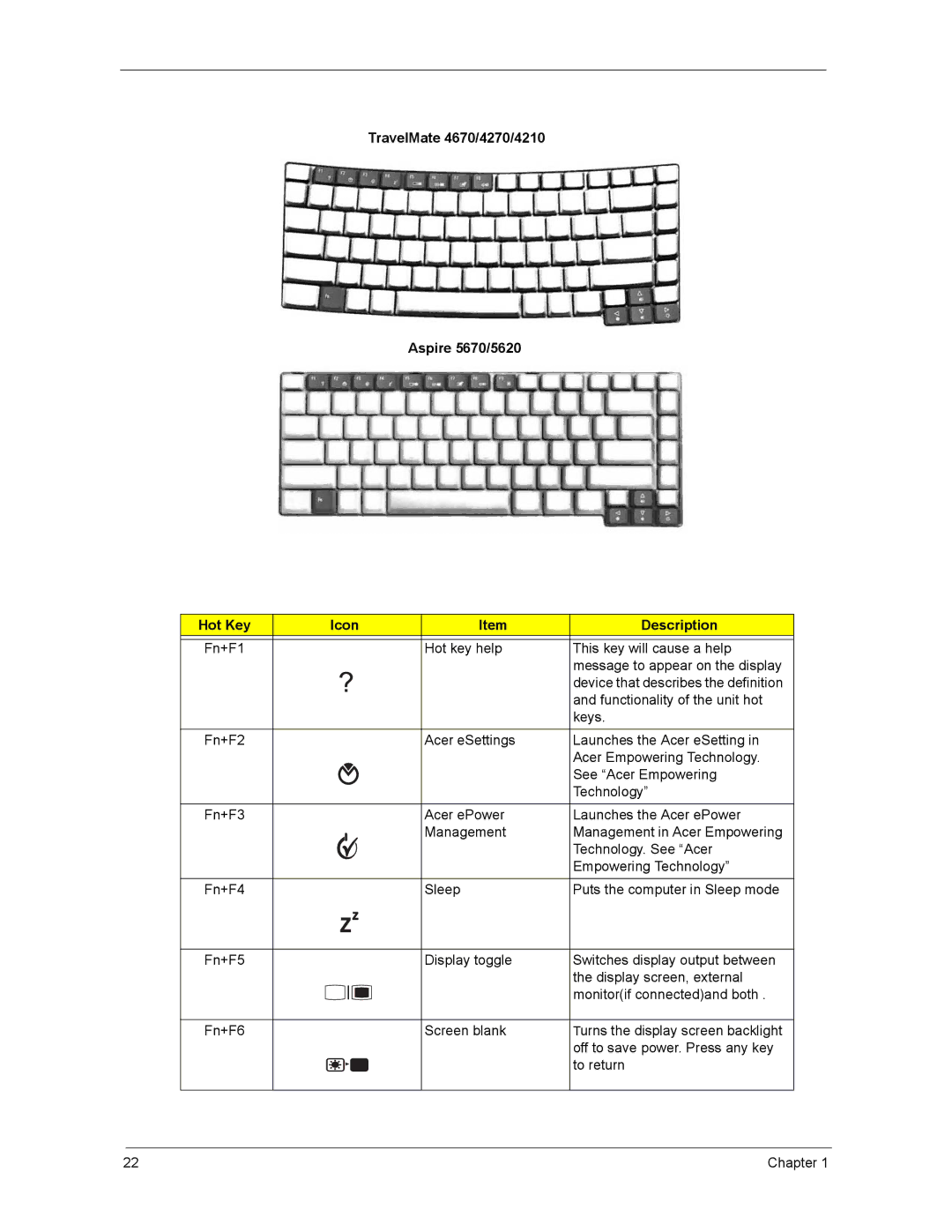 Acer 4670, 4270, 5670 manual Chapter 