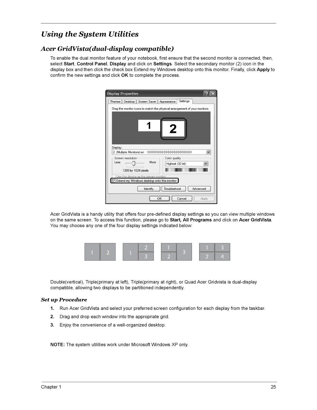 Acer 4670, 4270, 5670 manual Using the System Utilities, Acer GridVistadual-display compatible 