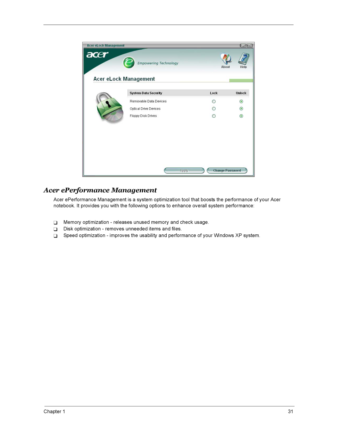 Acer 4670, 4270, 5670 manual Acer ePerformance Management 