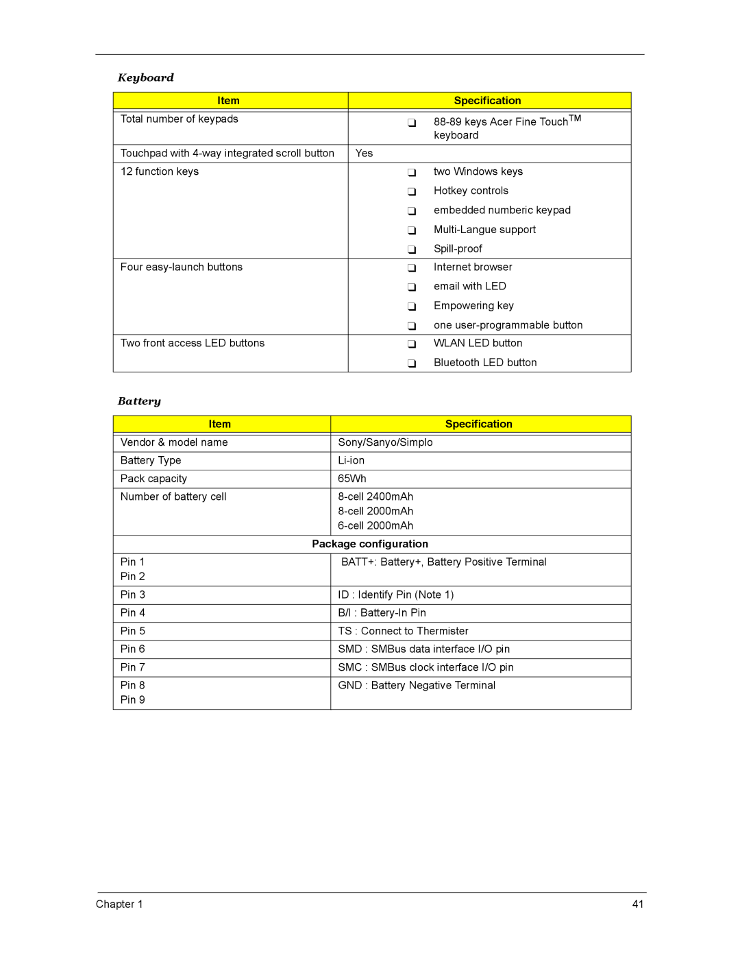 Acer 4270, 5670, 4670 manual Battery, Package configuration 