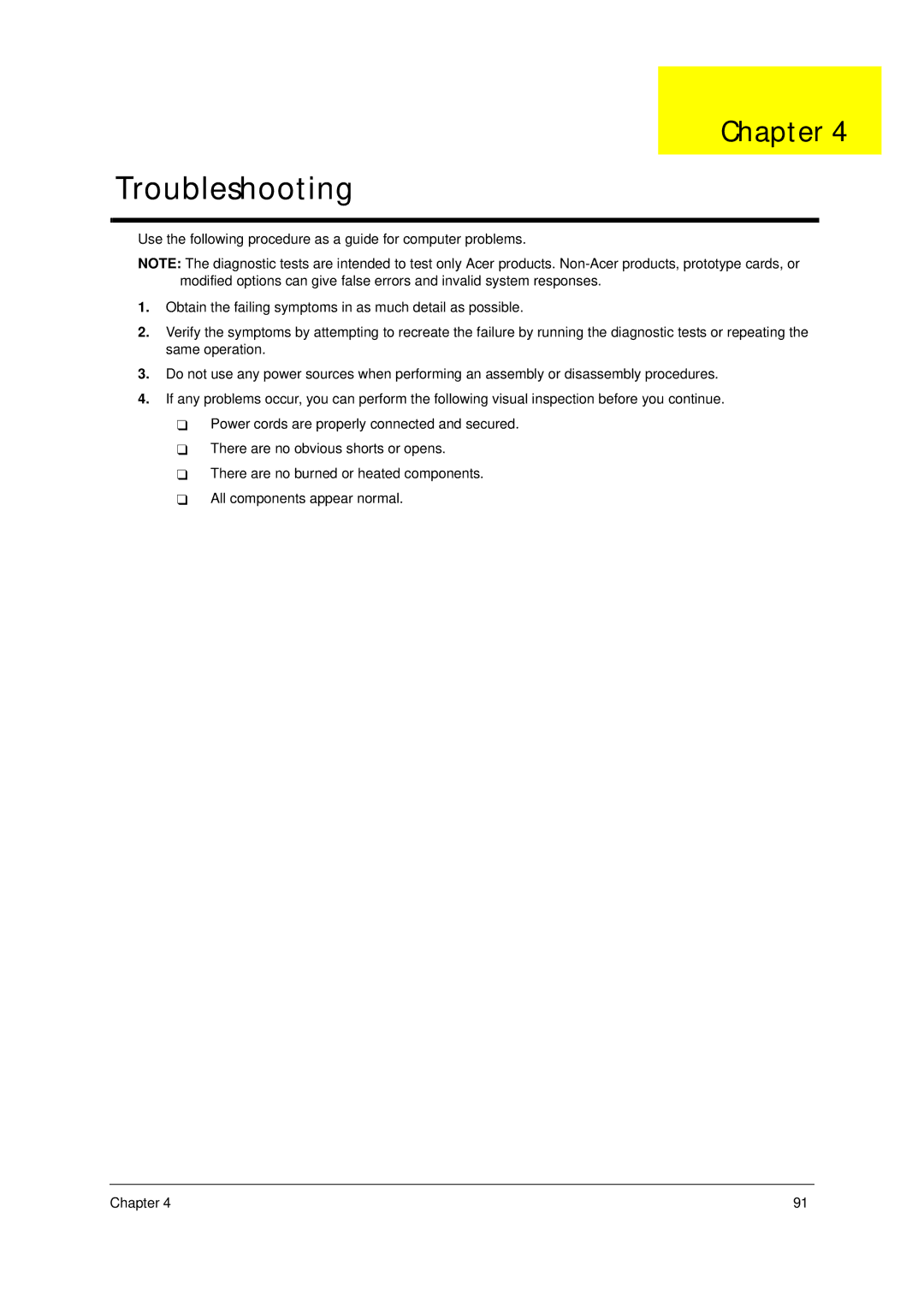 Acer 4310 manual Troubleshooting 