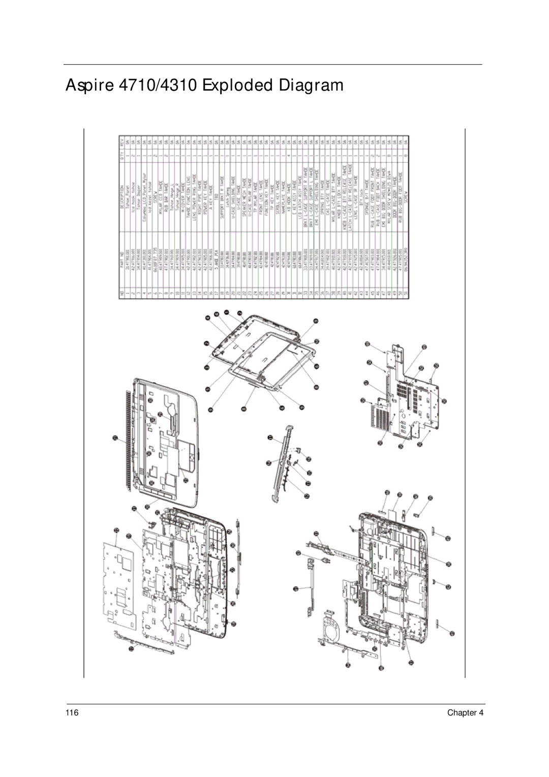 Acer manual Aspire 4710/4310 Exploded Diagram 