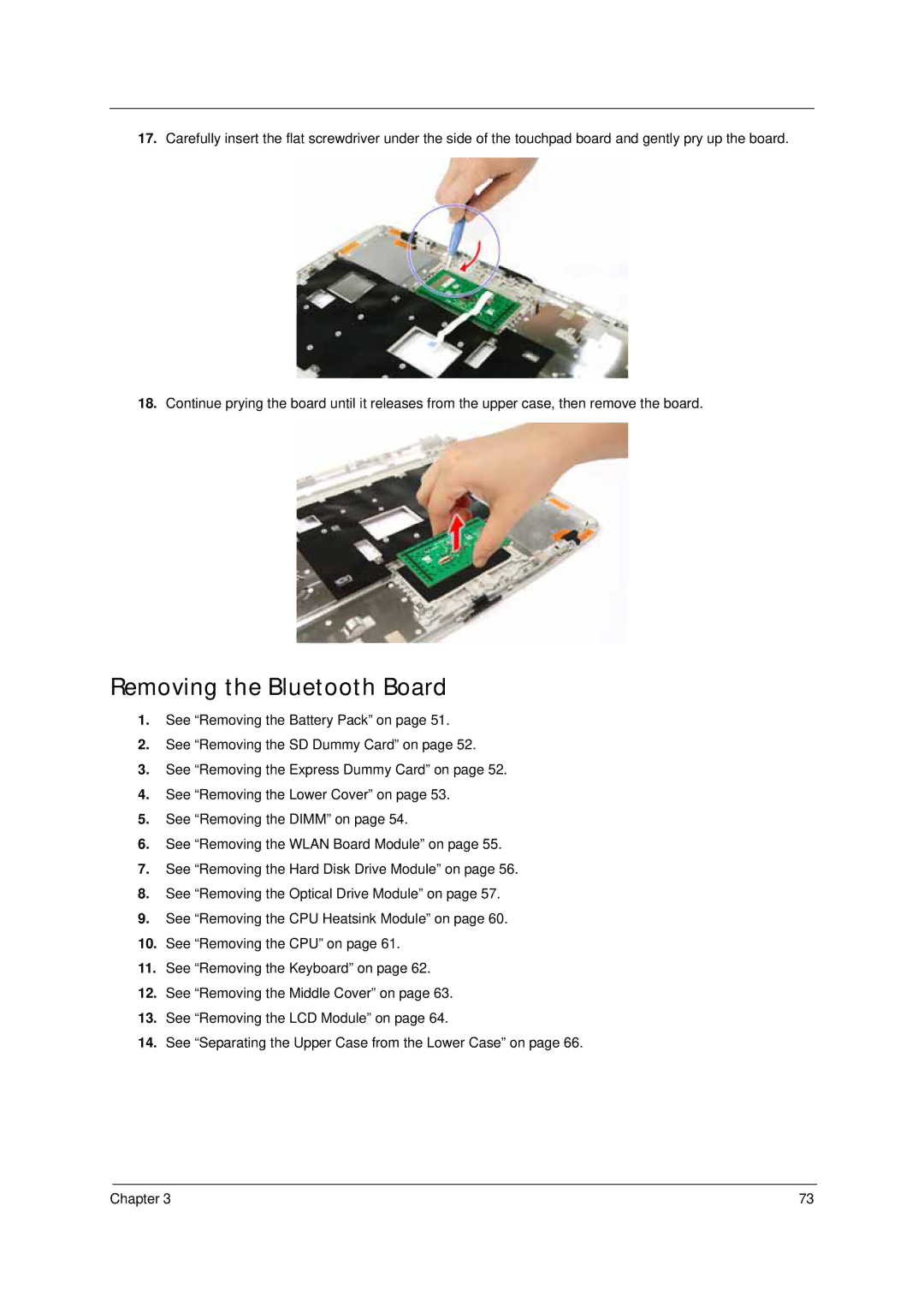 Acer 4310 manual Removing the Bluetooth Board 