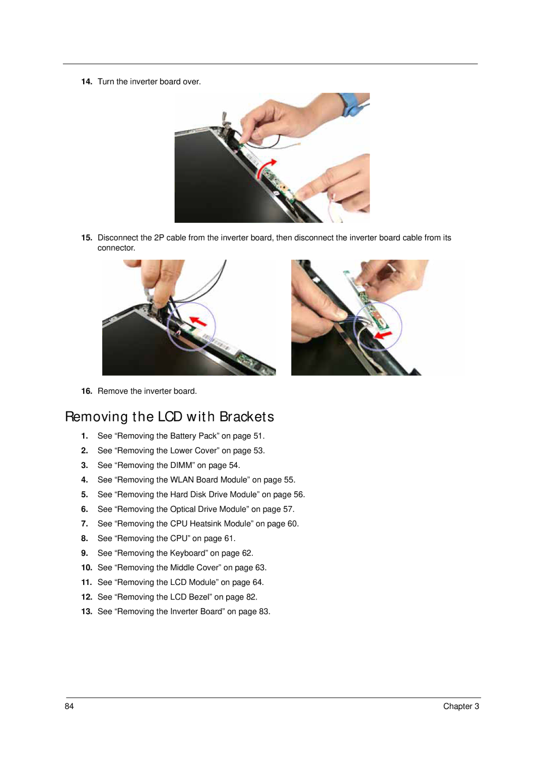 Acer 4310 manual Removing the LCD with Brackets 