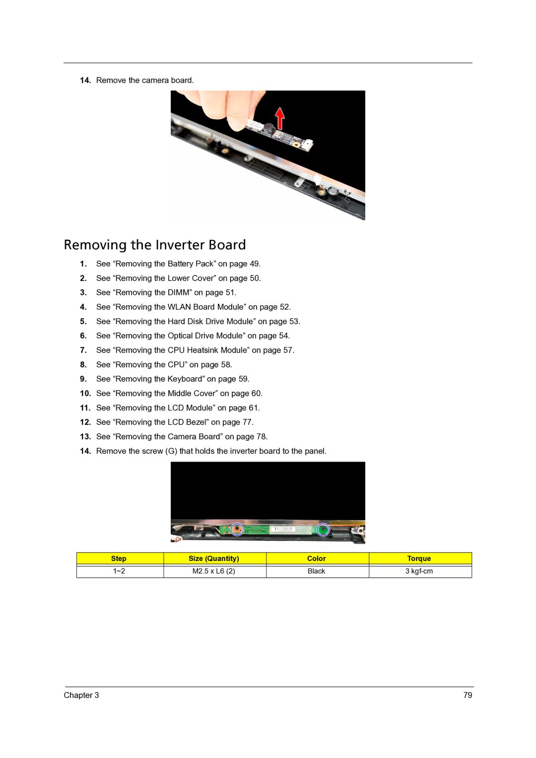 Acer 4715Z, 4315 manual Removing the Inverter Board 