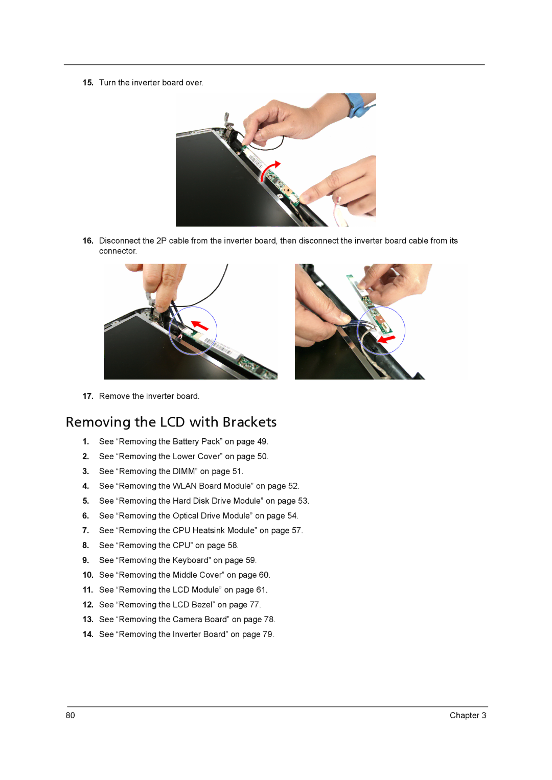 Acer 4315 manual Removing the LCD with Brackets 