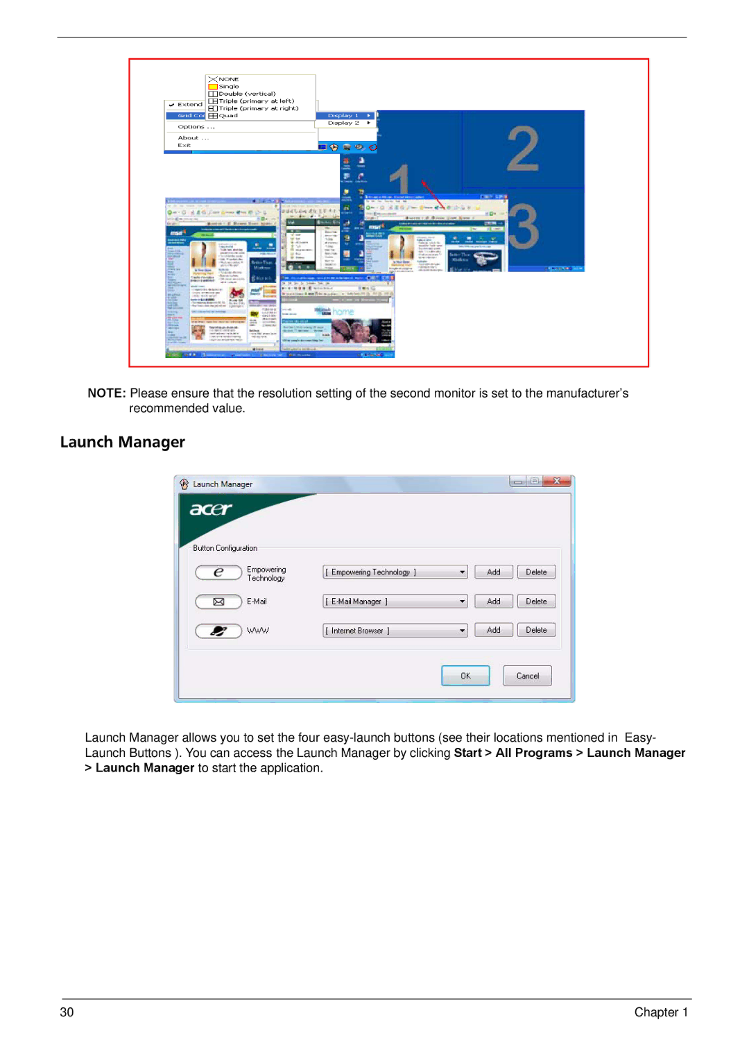 Acer 4320, 4720G, 4720Z manual Launch Manager 