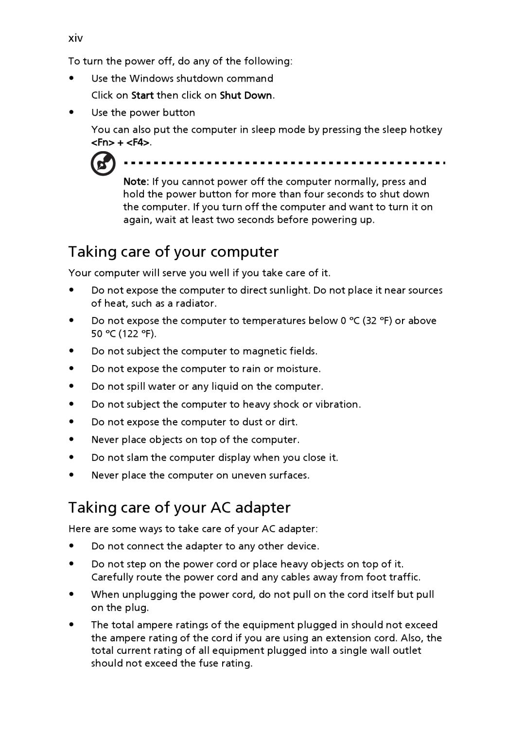 Acer 4320 Series, 4720 Series manual Taking care of your computer, Taking care of your AC adapter 