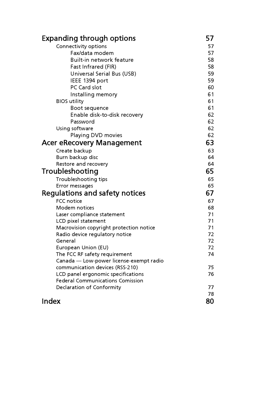 Acer 4720 Series, 4320 Series manual Acer eRecovery Management 