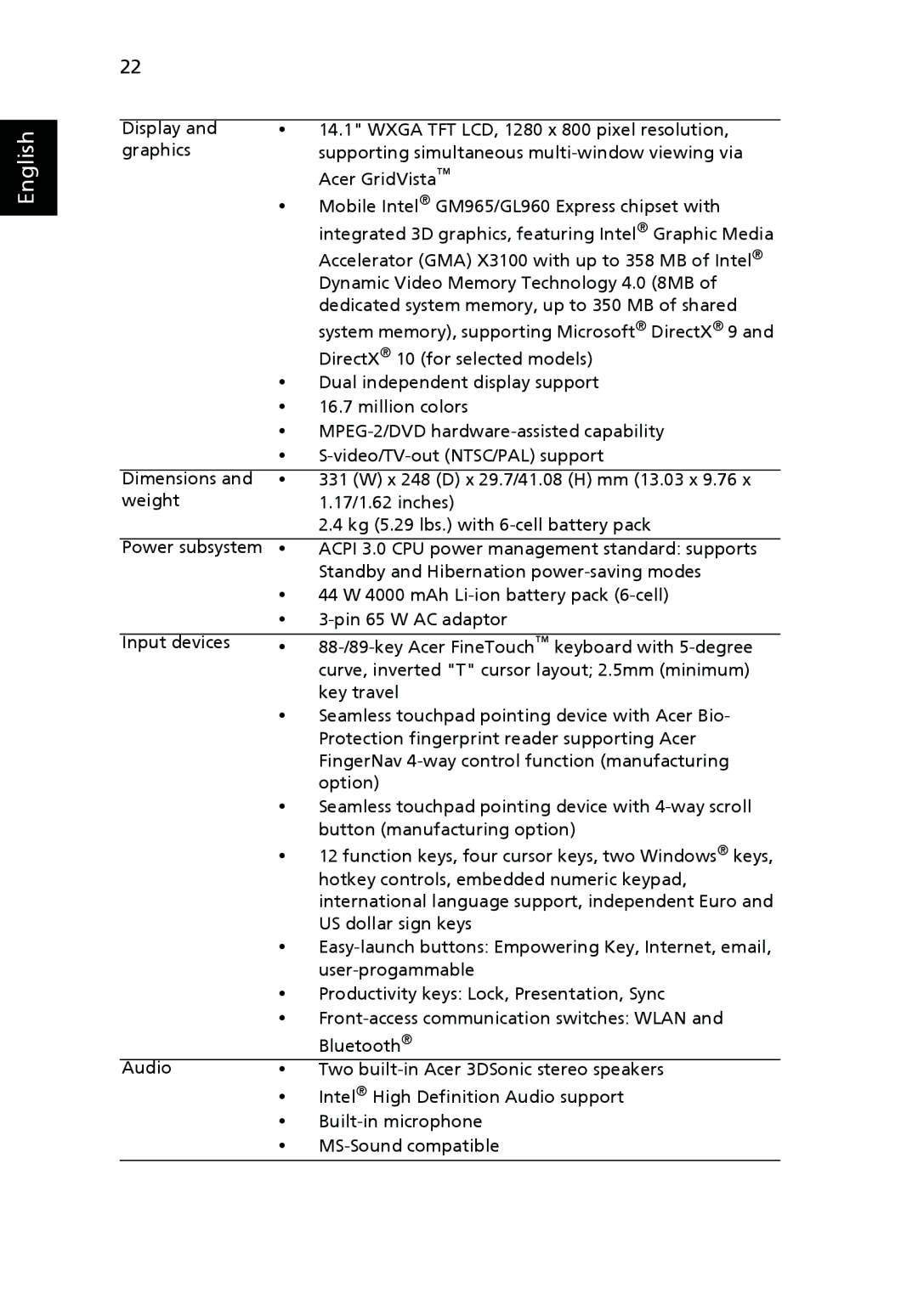 Acer 4320 Series, 4720 Series manual English 