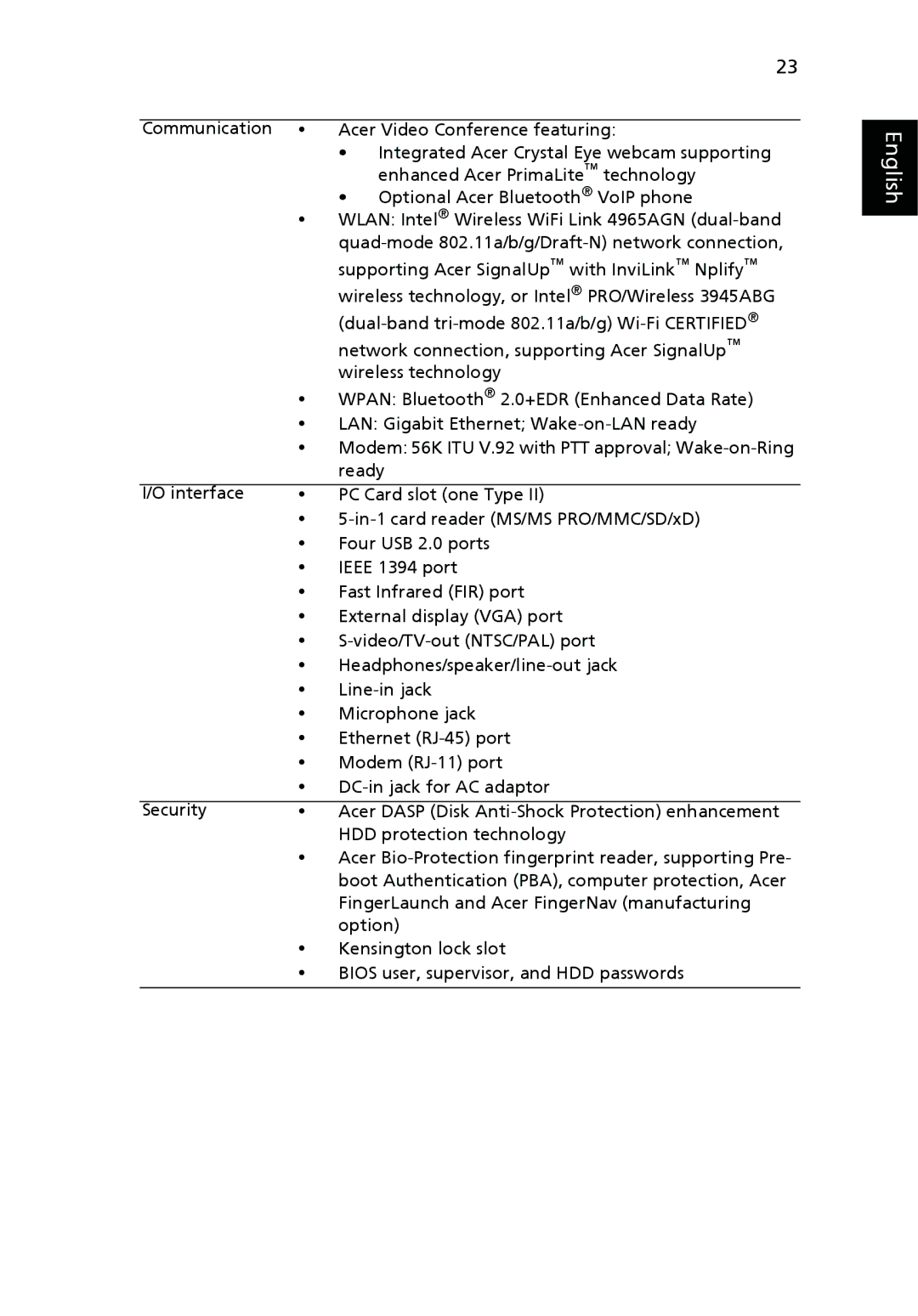 Acer 4720 Series, 4320 Series manual English 