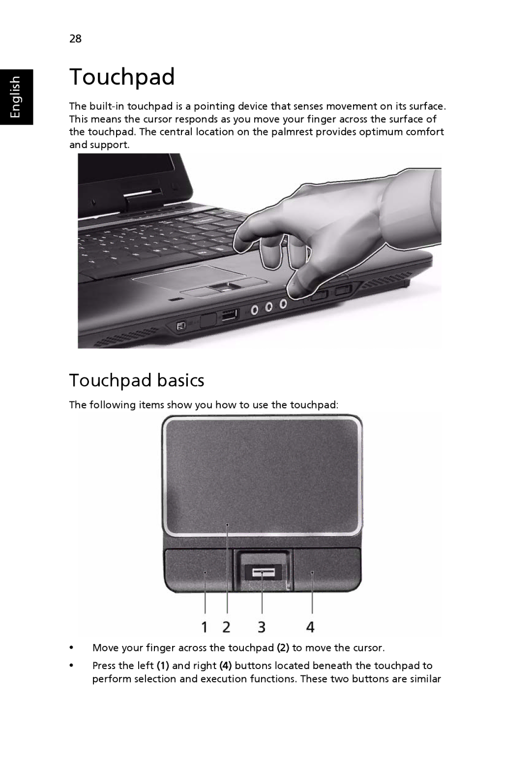 Acer 4320 Series, 4720 Series manual Touchpad basics 