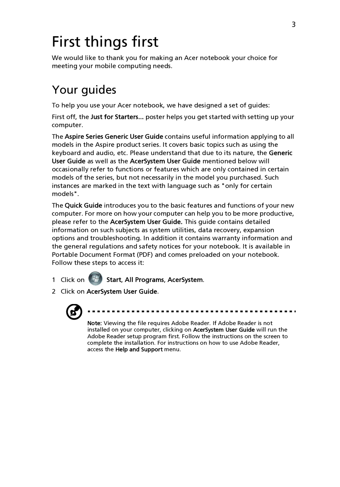 Acer 4732Z Series, 4332 Series manual First things first, Your guides 