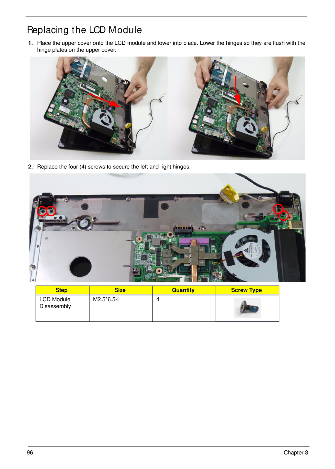 Acer 4333, 4733Z manual Replacing the LCD Module 