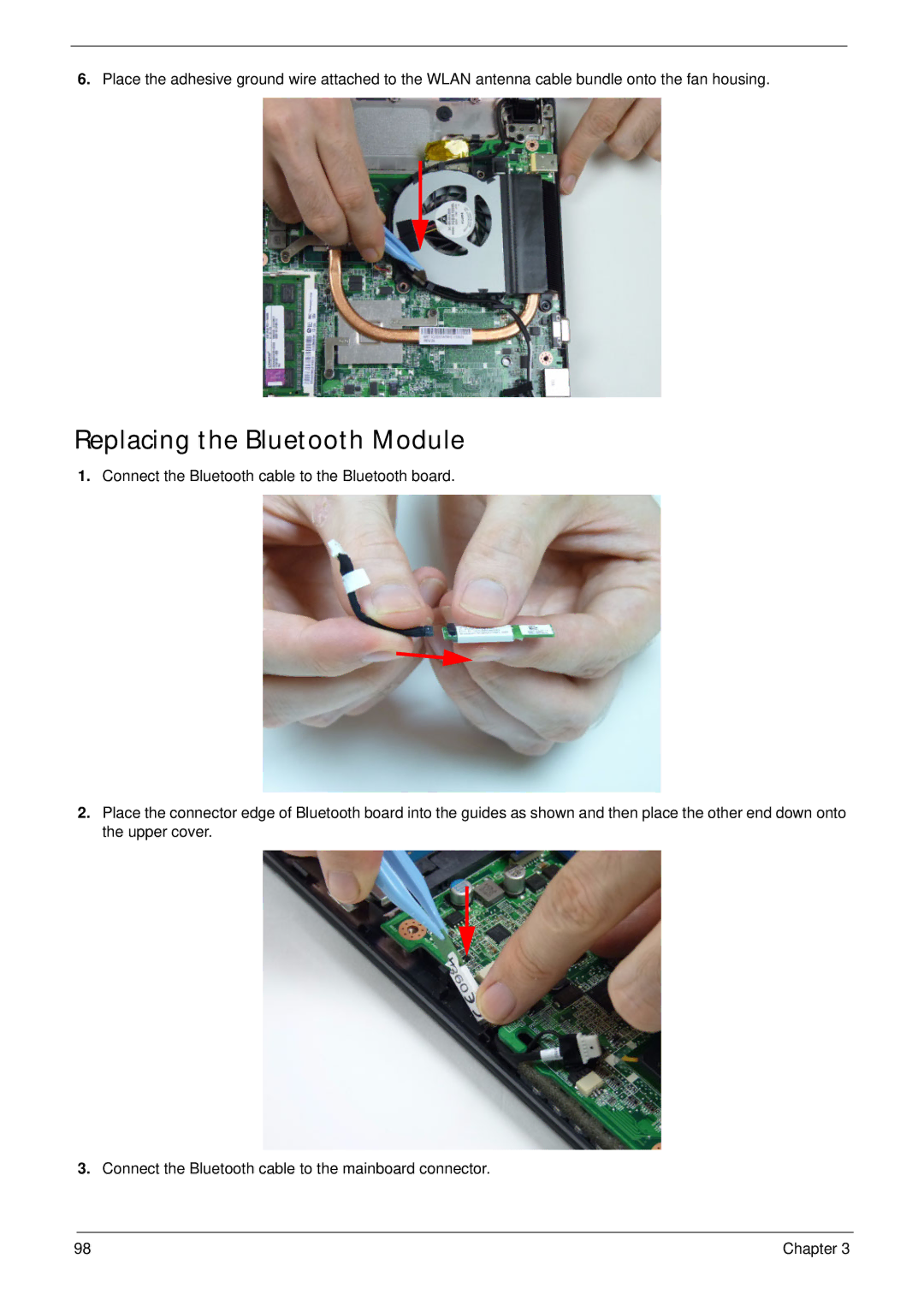 Acer 4333, 4733Z manual Replacing the Bluetooth Module 