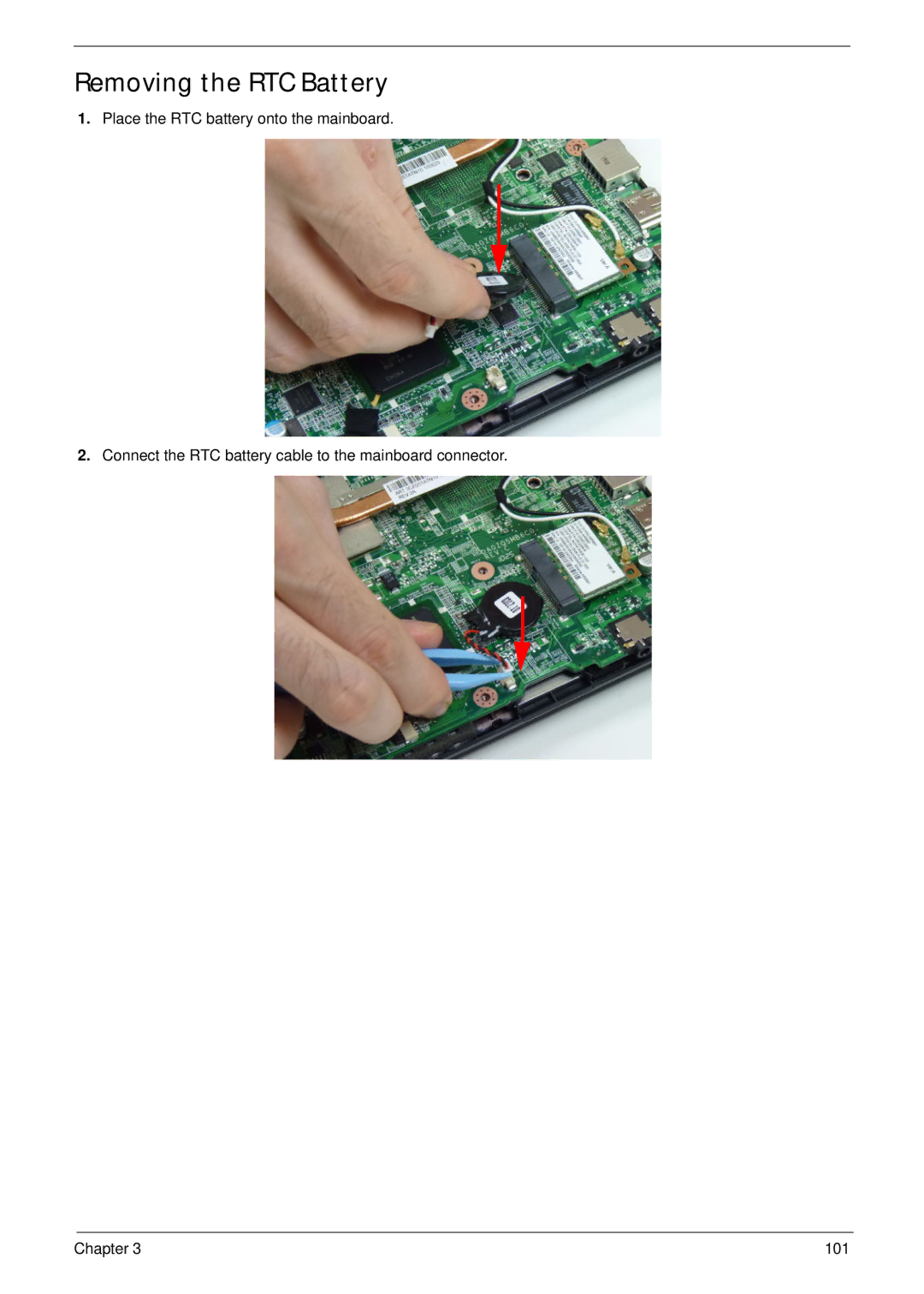 Acer 4733Z, 4333 manual Removing the RTC Battery 