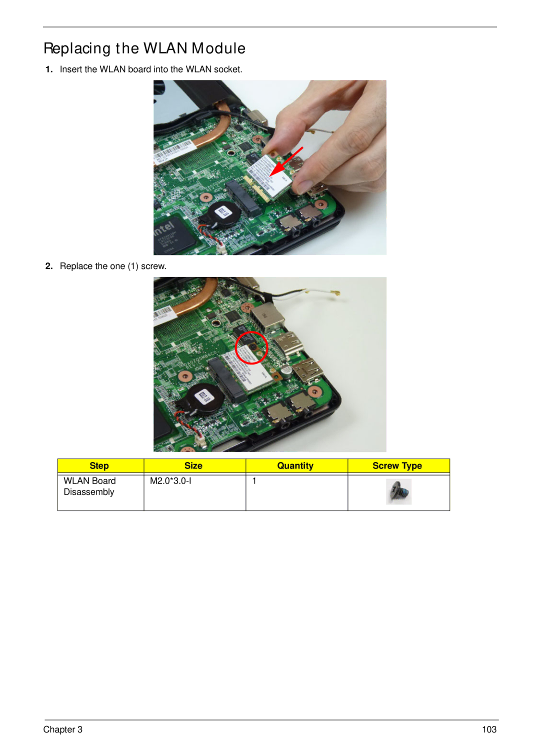 Acer 4733Z, 4333 manual Replacing the Wlan Module 