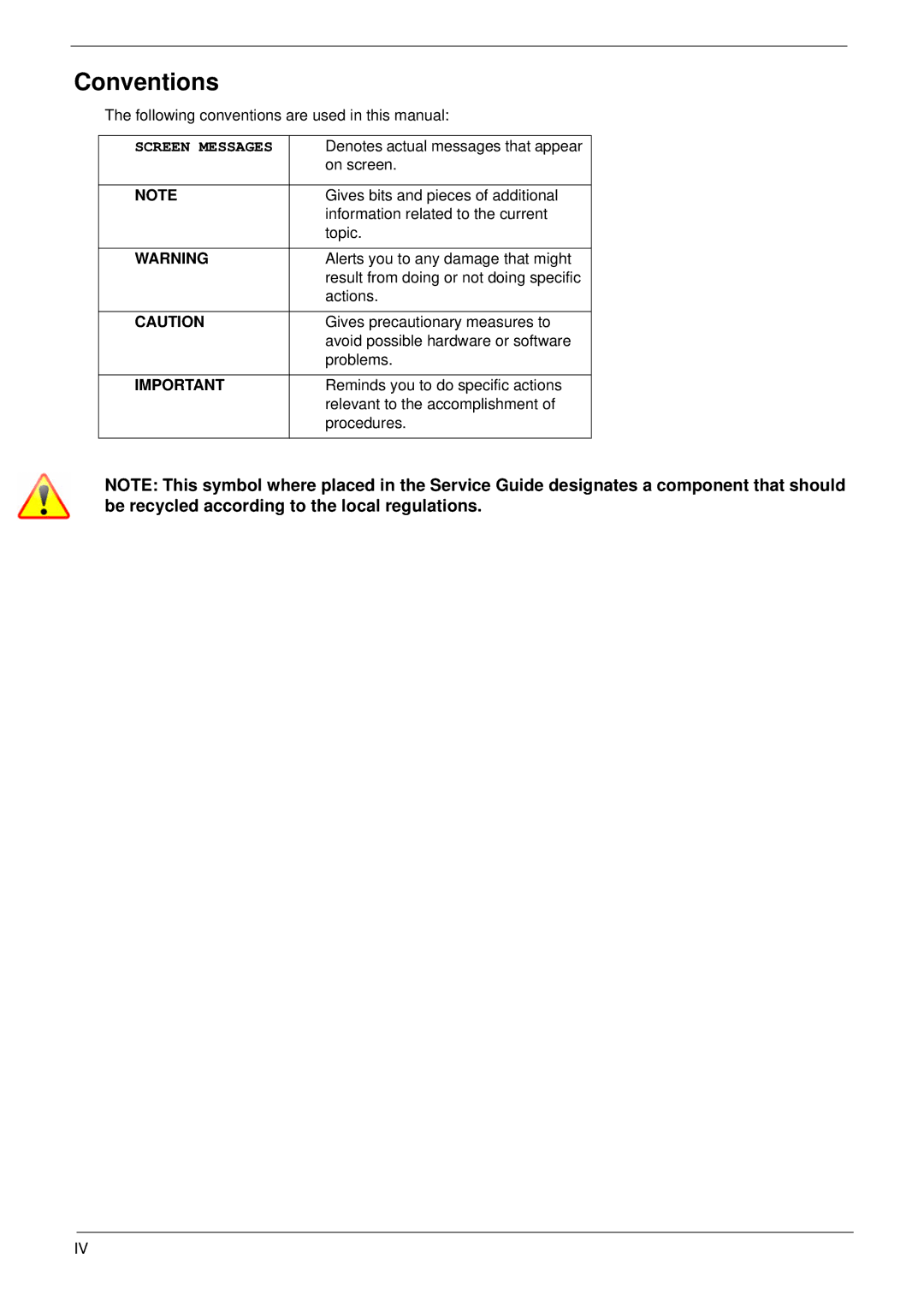 Acer 4333, 4733Z manual Conventions 