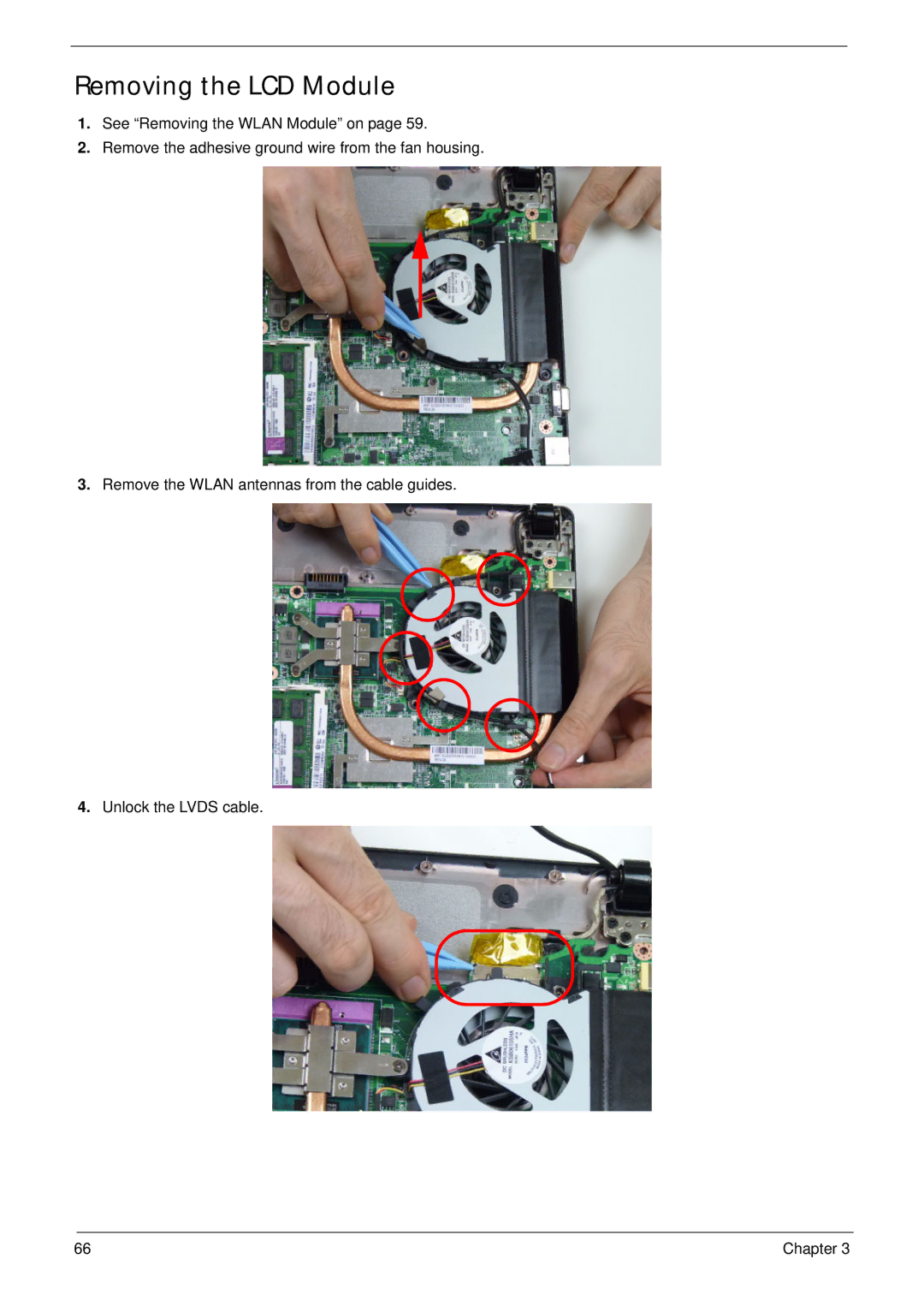 Acer 4333, 4733Z manual Removing the LCD Module 