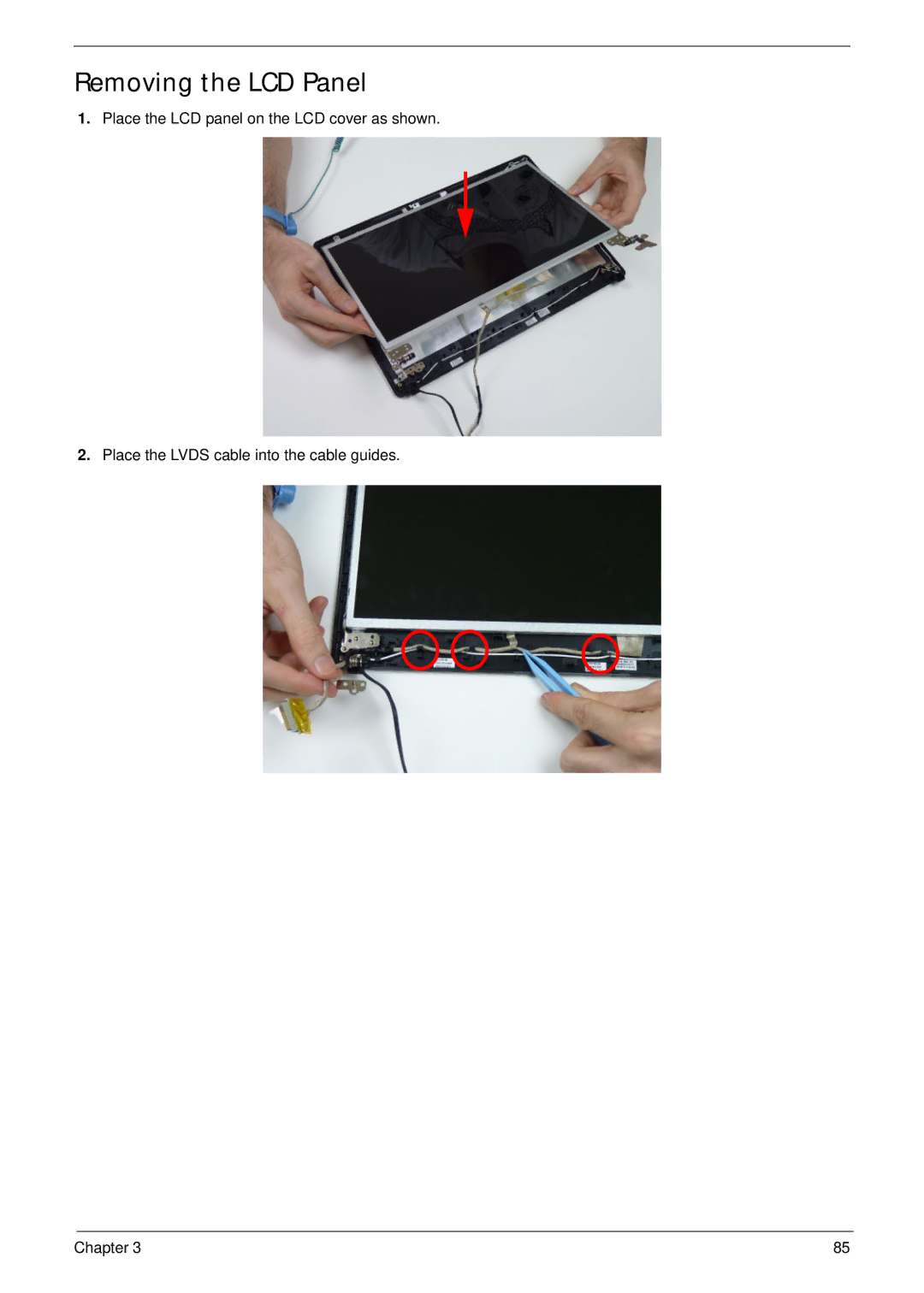 Acer 4733Z, 4333 manual Removing the LCD Panel 