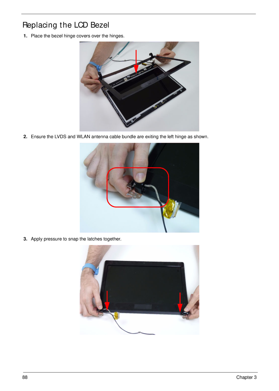 Acer 4333, 4733Z manual Replacing the LCD Bezel 