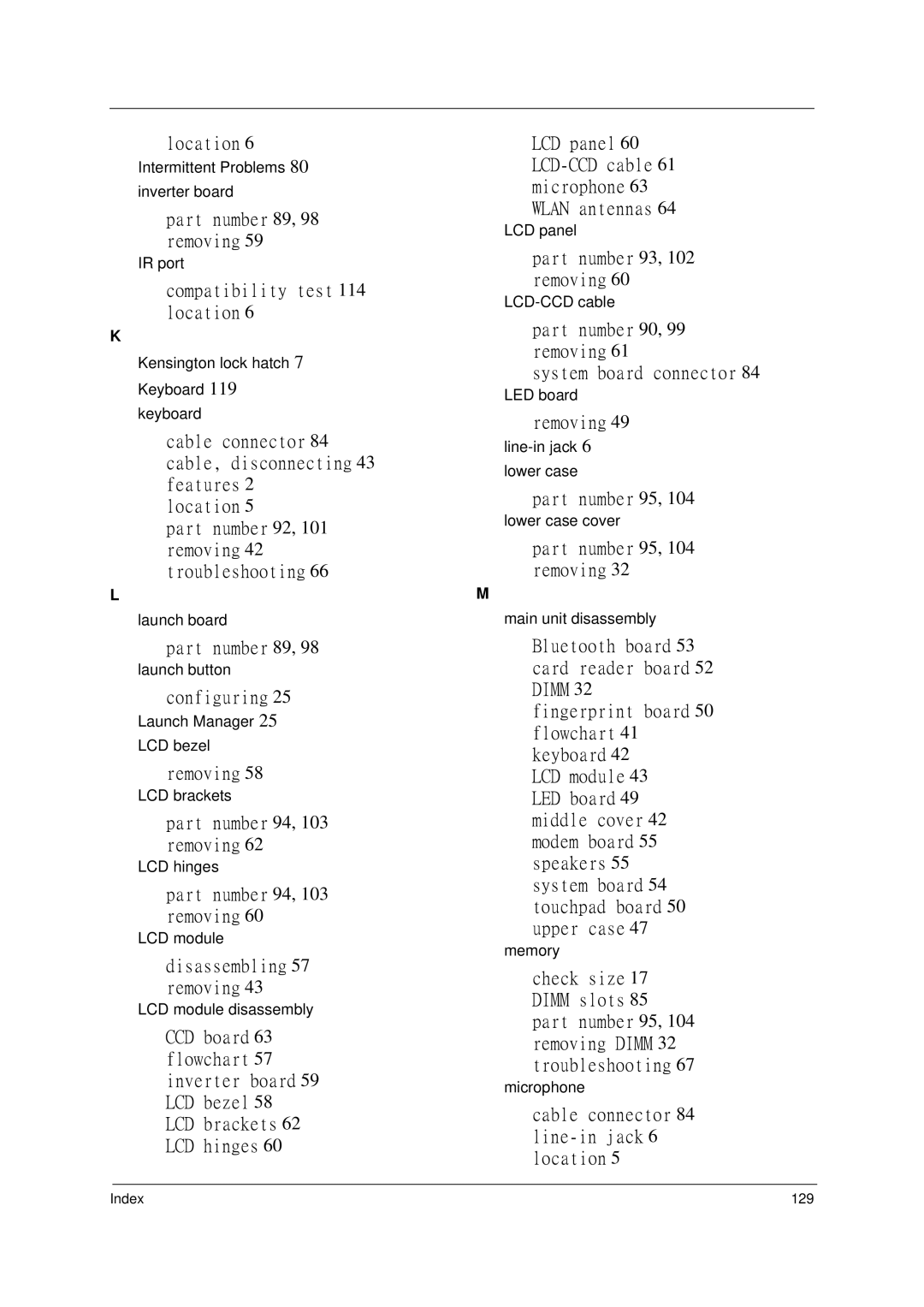 Acer 4520 manual Part number 89 