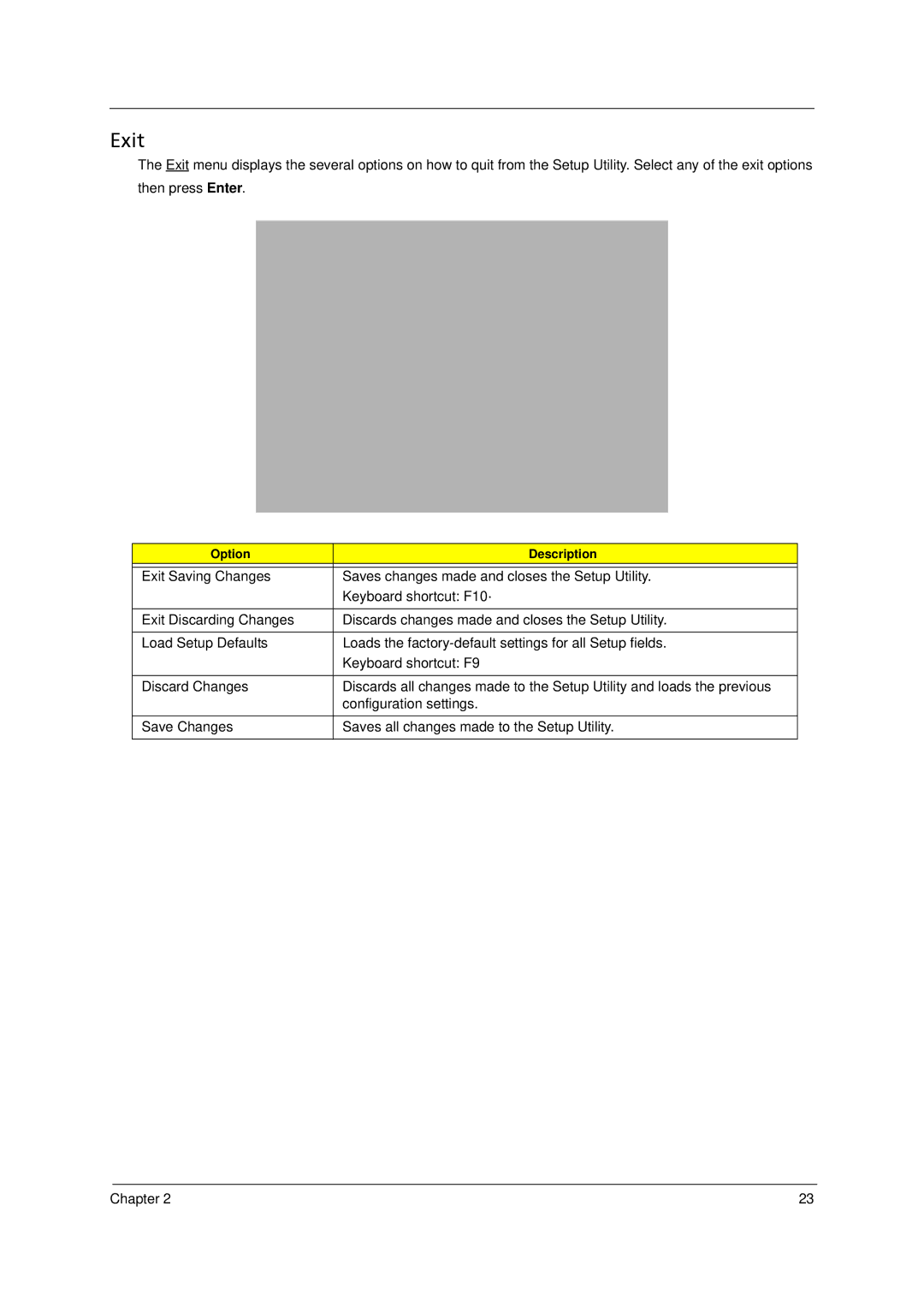 Acer 4520 manual Exit 