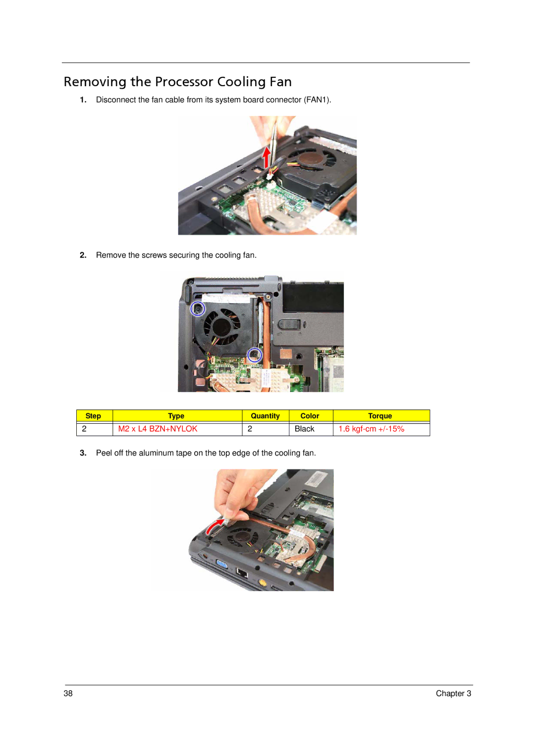 Acer 4520 manual Removing the Processor Cooling Fan 