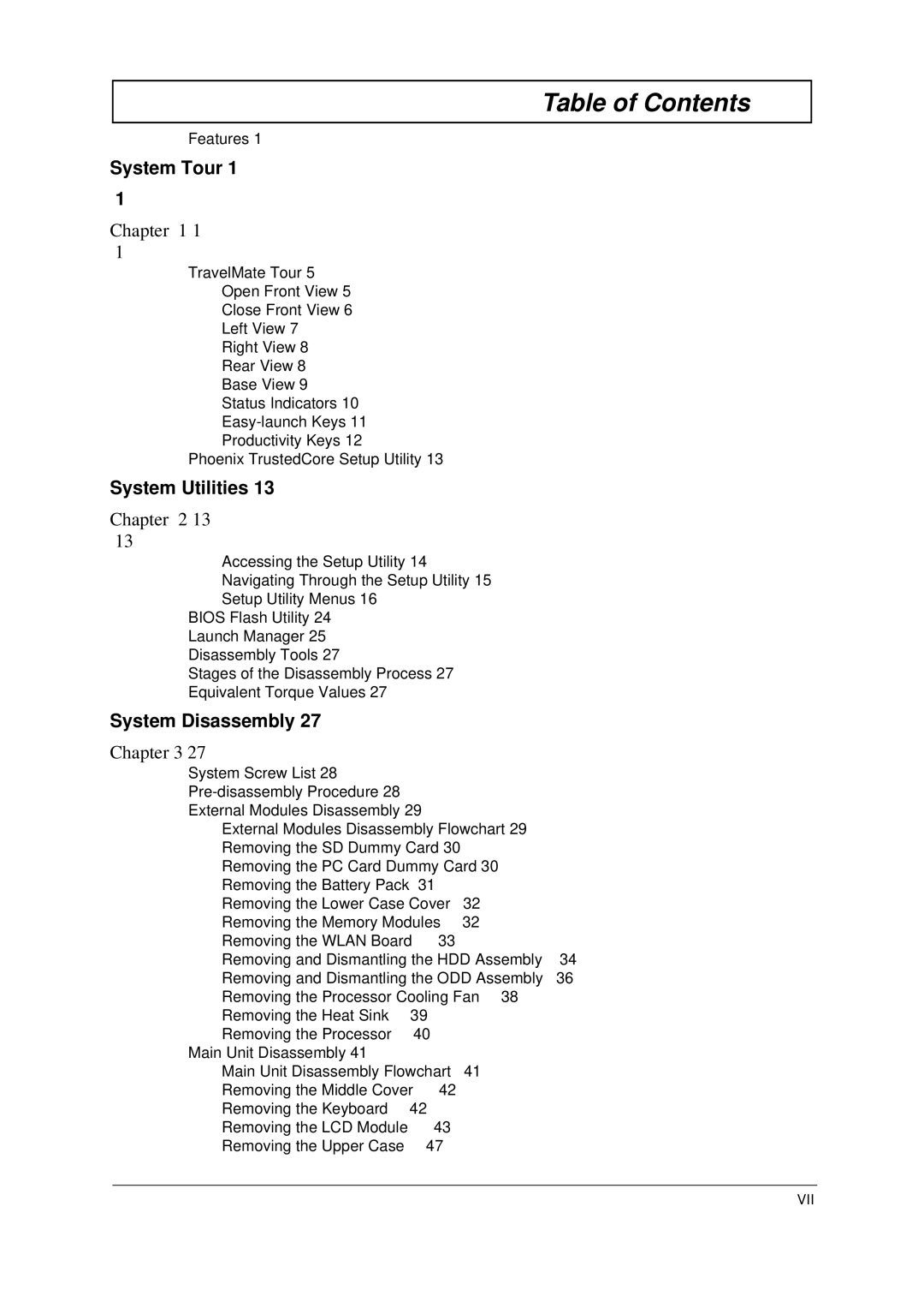 Acer 4520 manual Table of Contents 