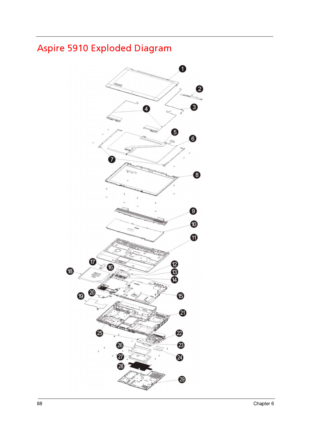 Acer 4520 manual Aspire 5910 Exploded Diagram 