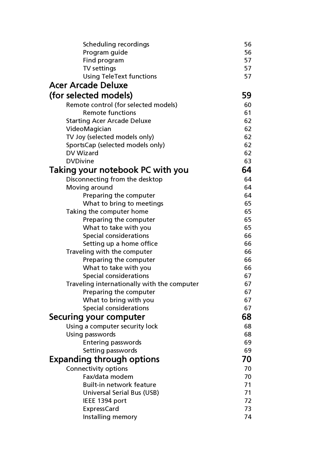 Acer 4520 manual Securing your computer 