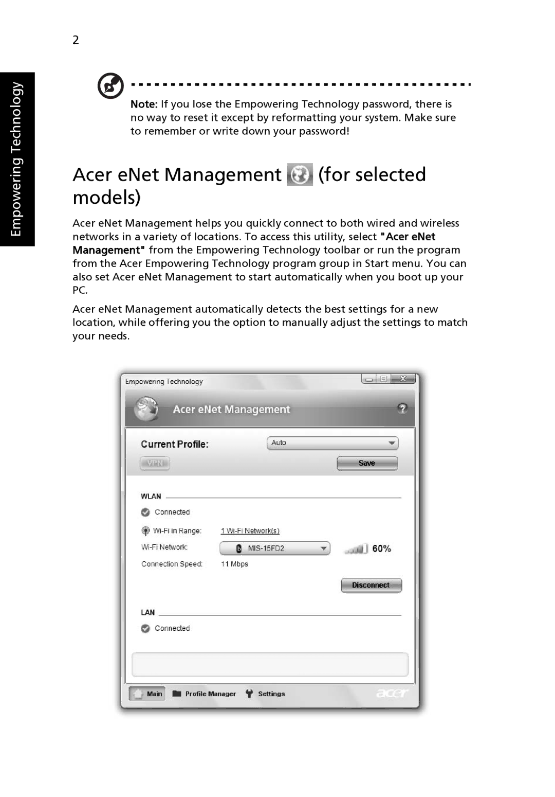 Acer 4520 manual Acer eNet Management for selected models 